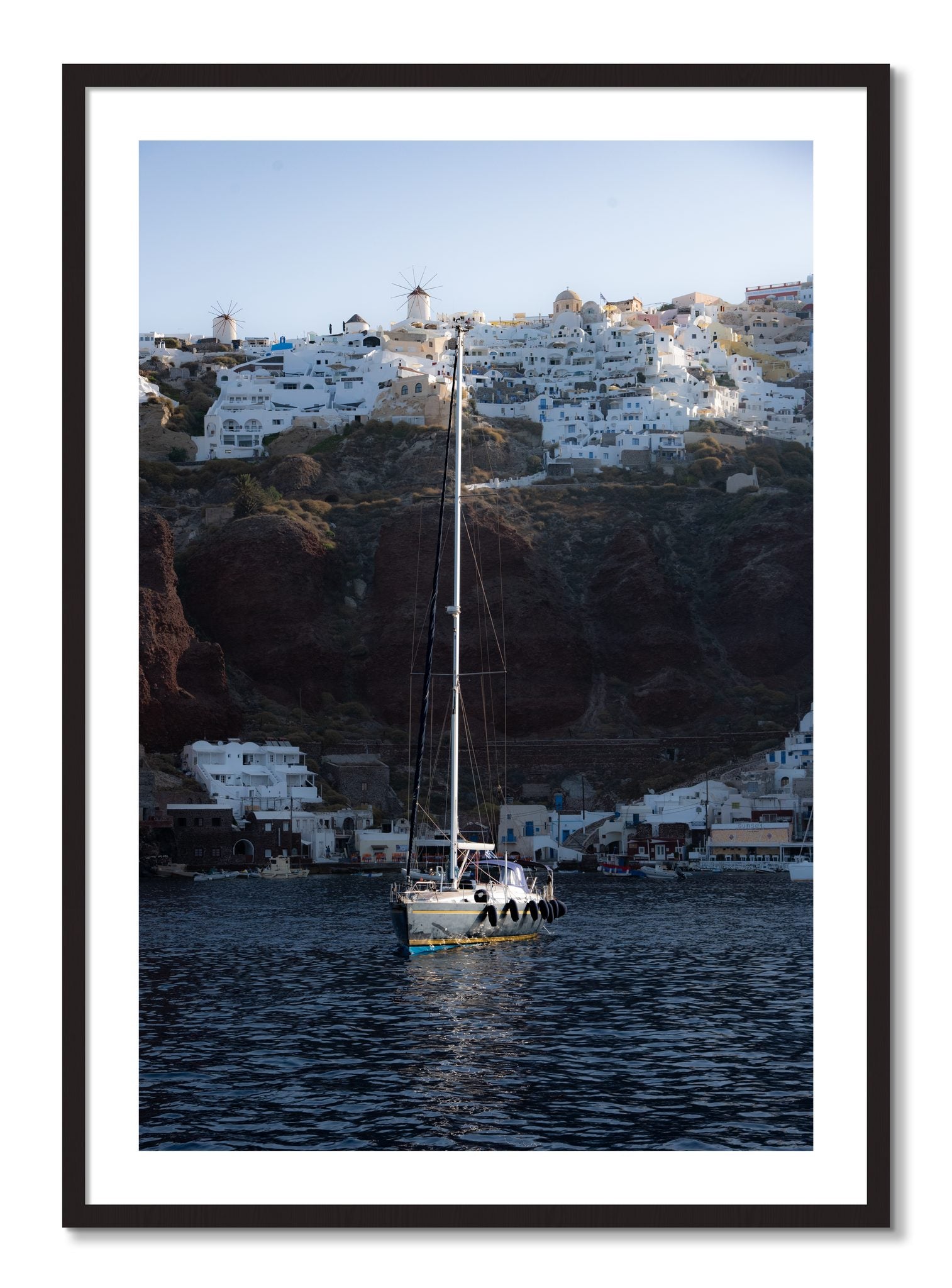 Framed photograph of Sailing In Greece by Dylan Ozanich, Black Walnut frame, Borders