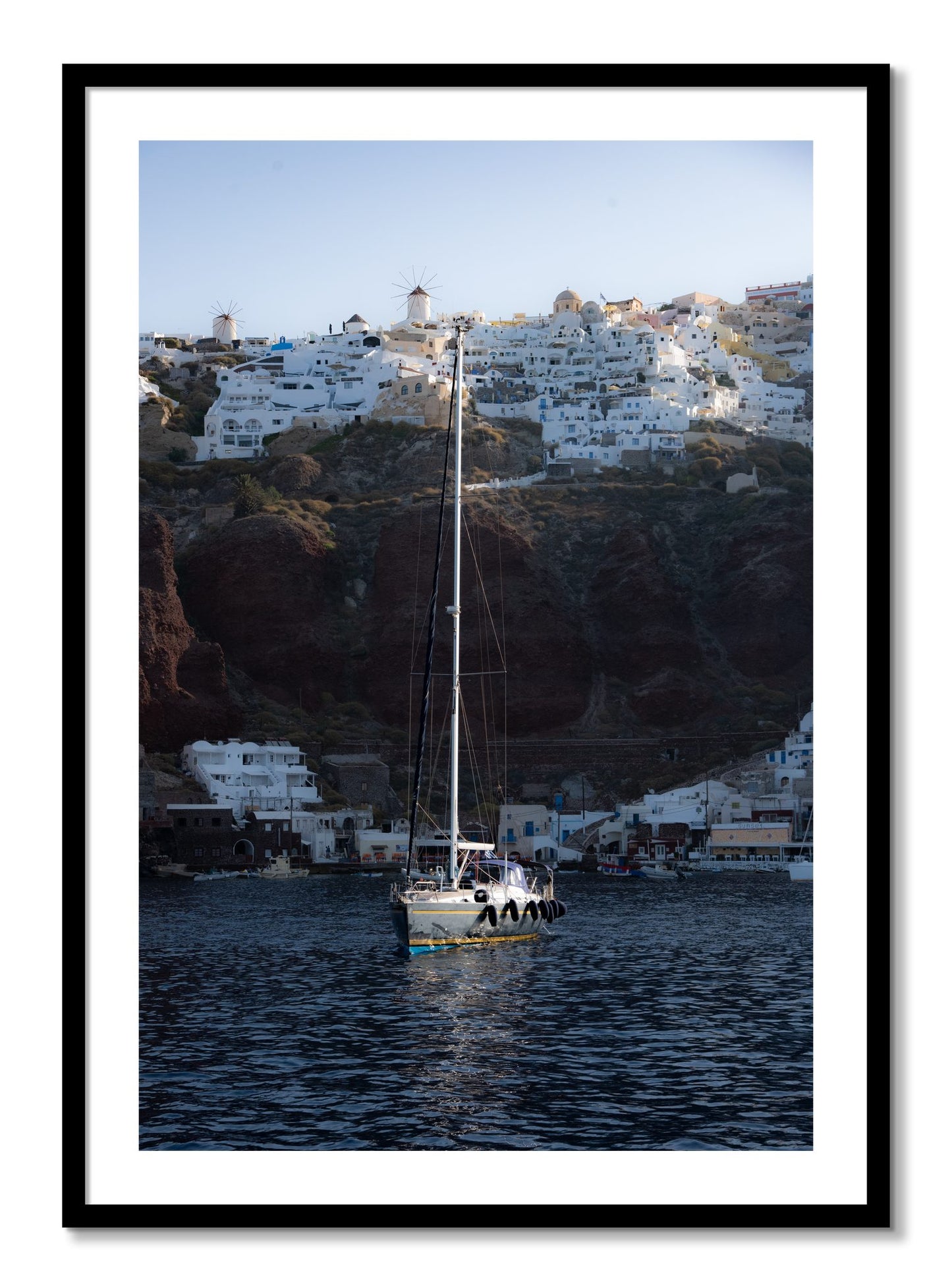 Framed photograph of Sailing In Greece by Dylan Ozanich, Black frame, Borders