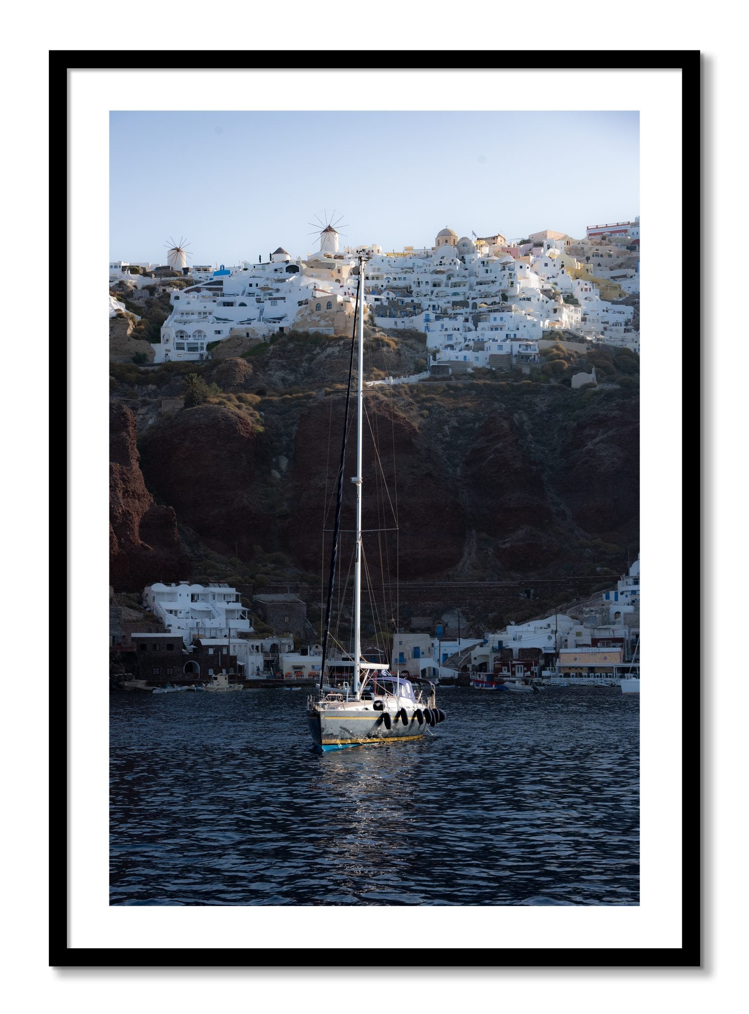 Framed photograph of Sailing In Greece by Dylan Ozanich, Black frame, Borders