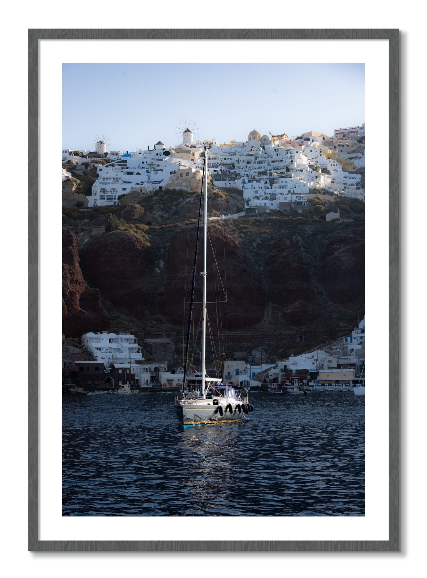 Framed photograph of Sailing In Greece by Dylan Ozanich, Grey frame, Borders