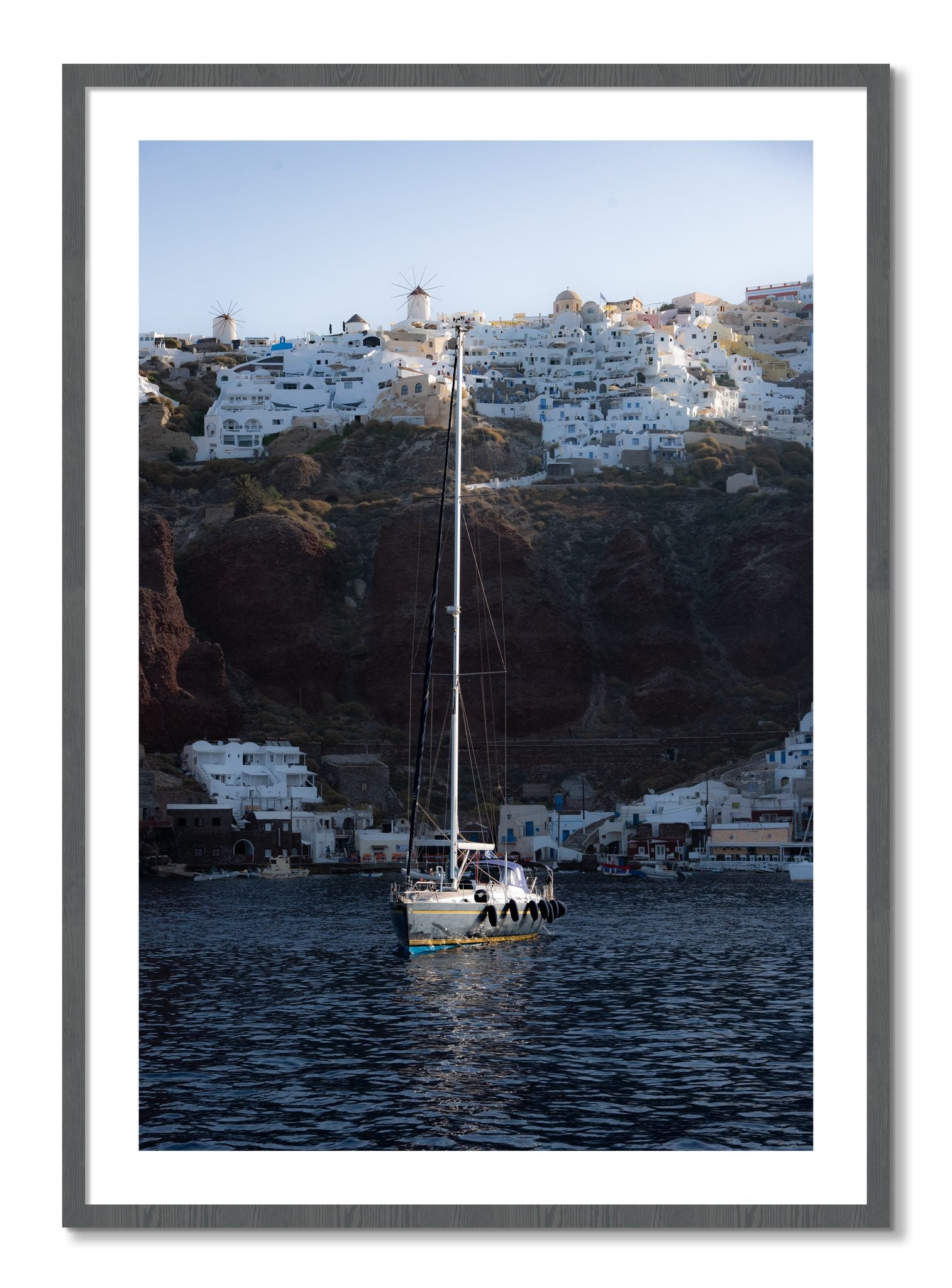 Framed photograph of Sailing In Greece by Dylan Ozanich, Grey frame, Borders