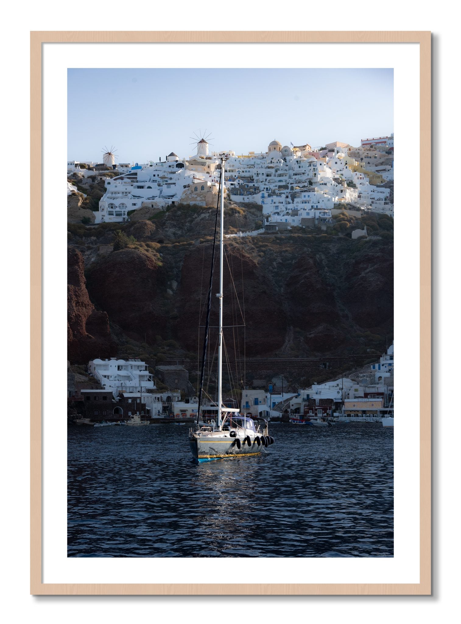 Framed photograph of Sailing In Greece by Dylan Ozanich, Maple frame, Borders