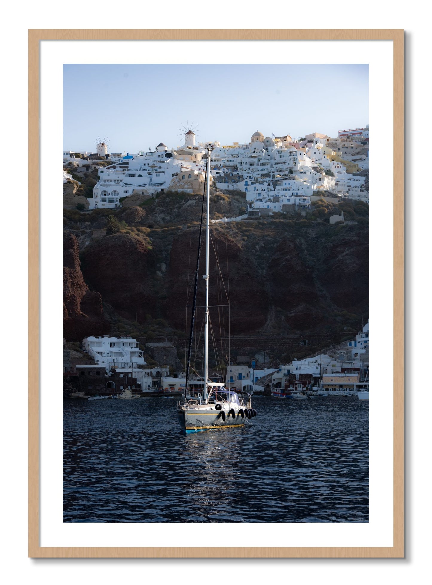 Framed photograph of Sailing In Greece by Dylan Ozanich, Oak frame, Borders