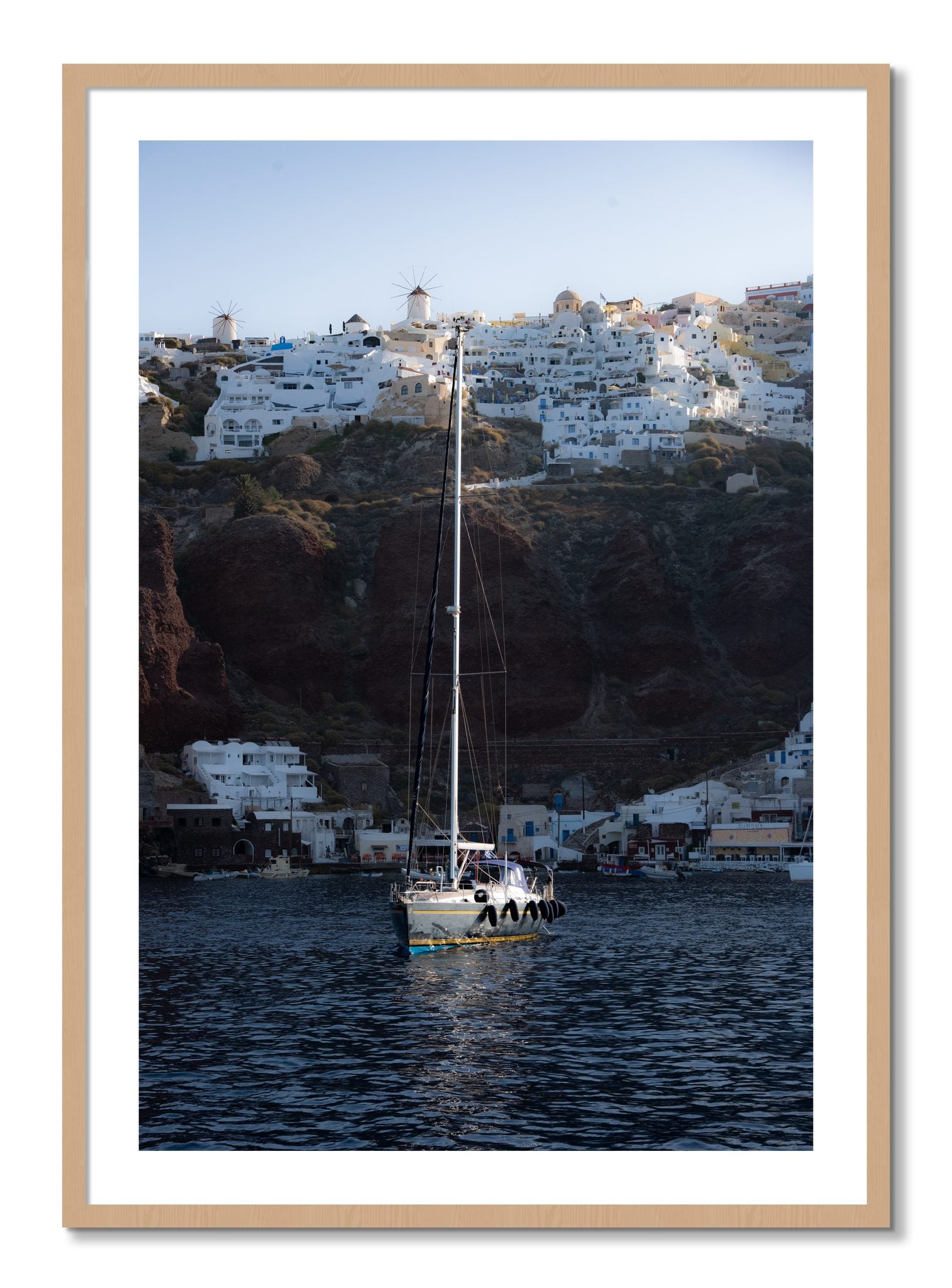 Framed photograph of Sailing In Greece by Dylan Ozanich, Oak frame, Borders