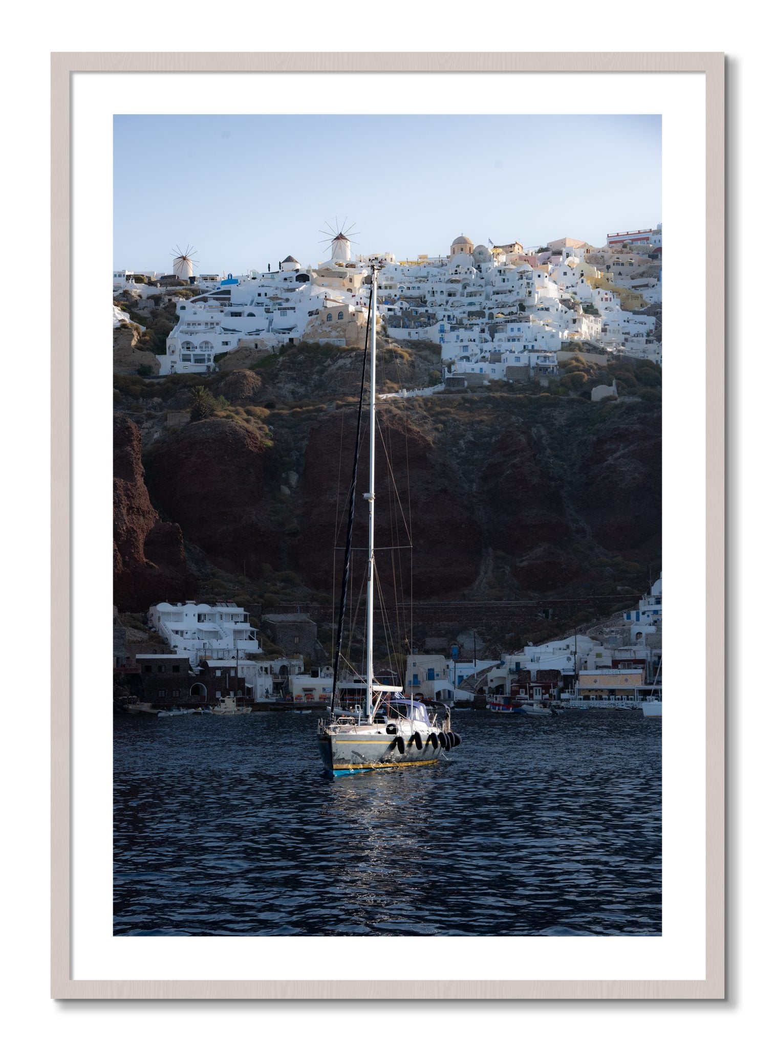 Framed photograph of Sailing In Greece by Dylan Ozanich, White Maple frame, Borders