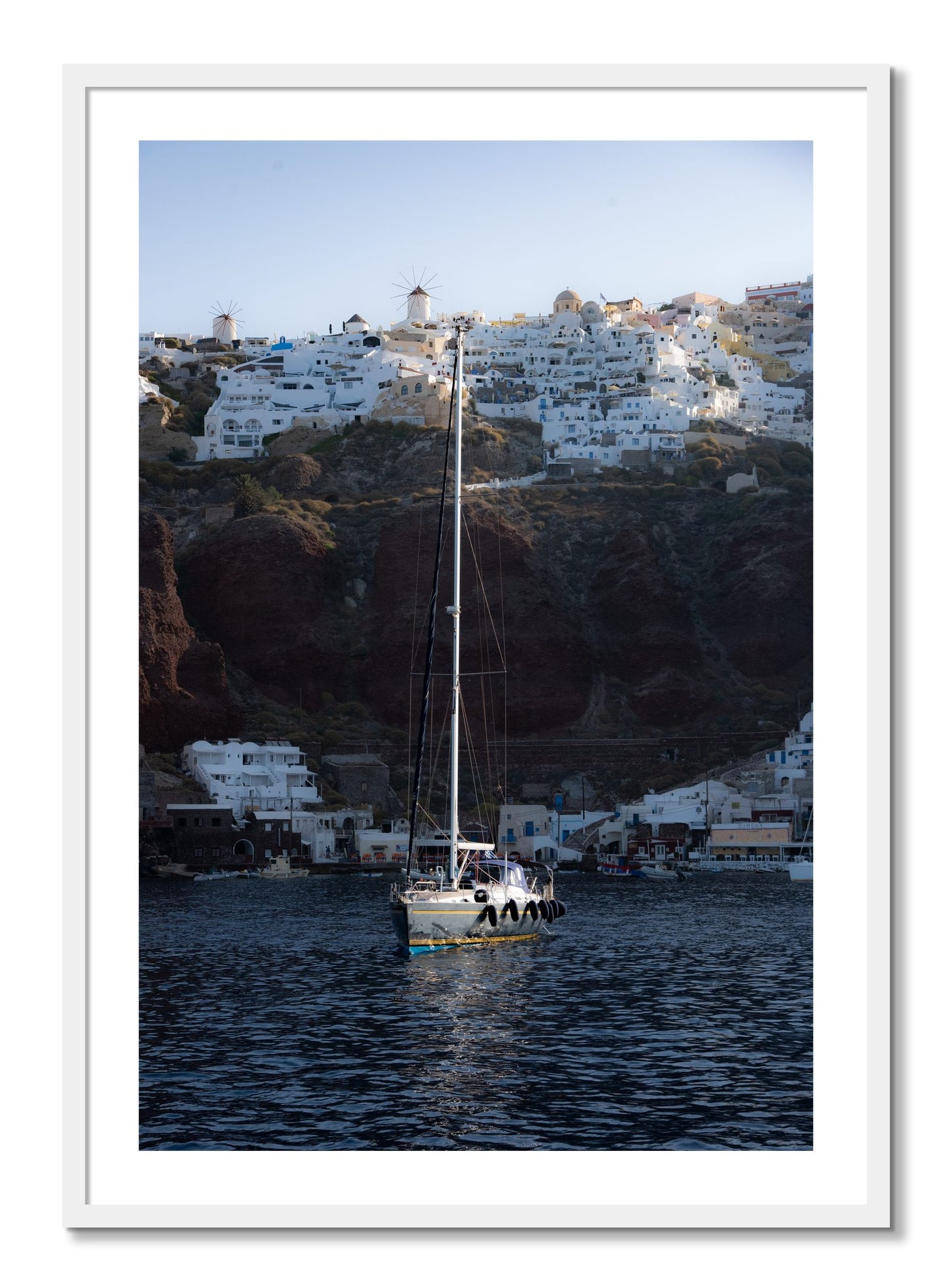 Framed photograph of Sailing In Greece by Dylan Ozanich, White frame, Borders
