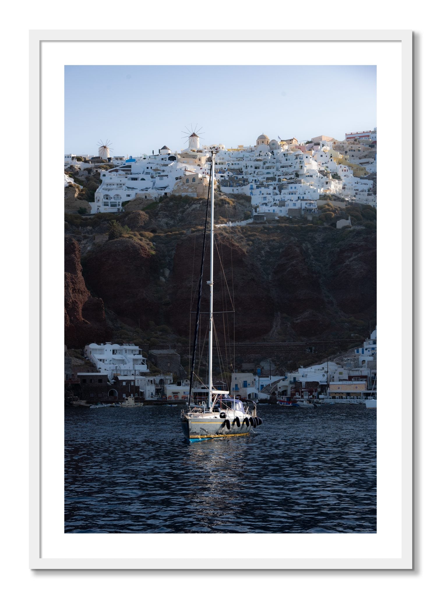Framed photograph of Sailing In Greece by Dylan Ozanich, White frame, Borders