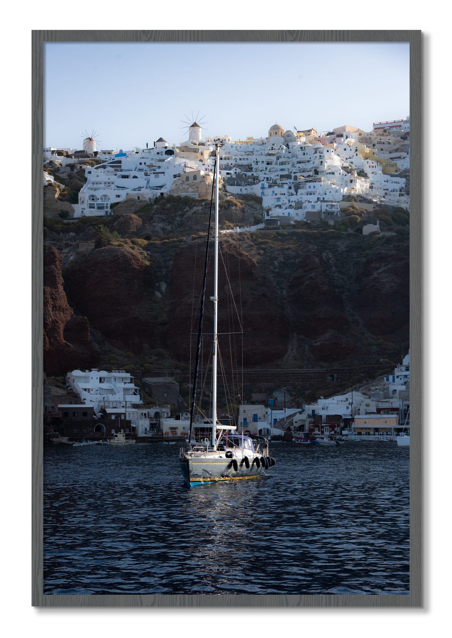 Framed photograph of Sailing In Greece by Dylan Ozanich, Grey frame, Full Bleed