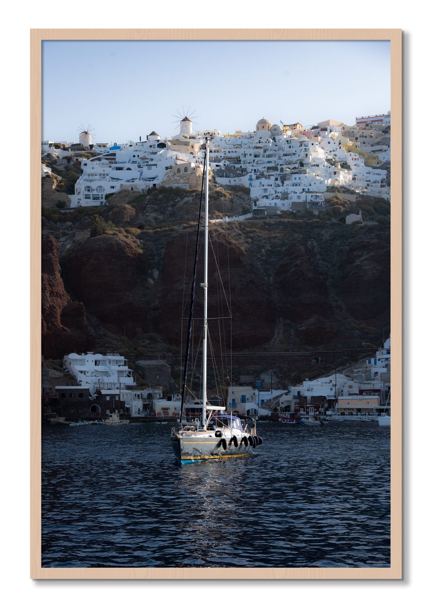 Framed photograph of Sailing In Greece by Dylan Ozanich, Maple frame, Full Bleed
