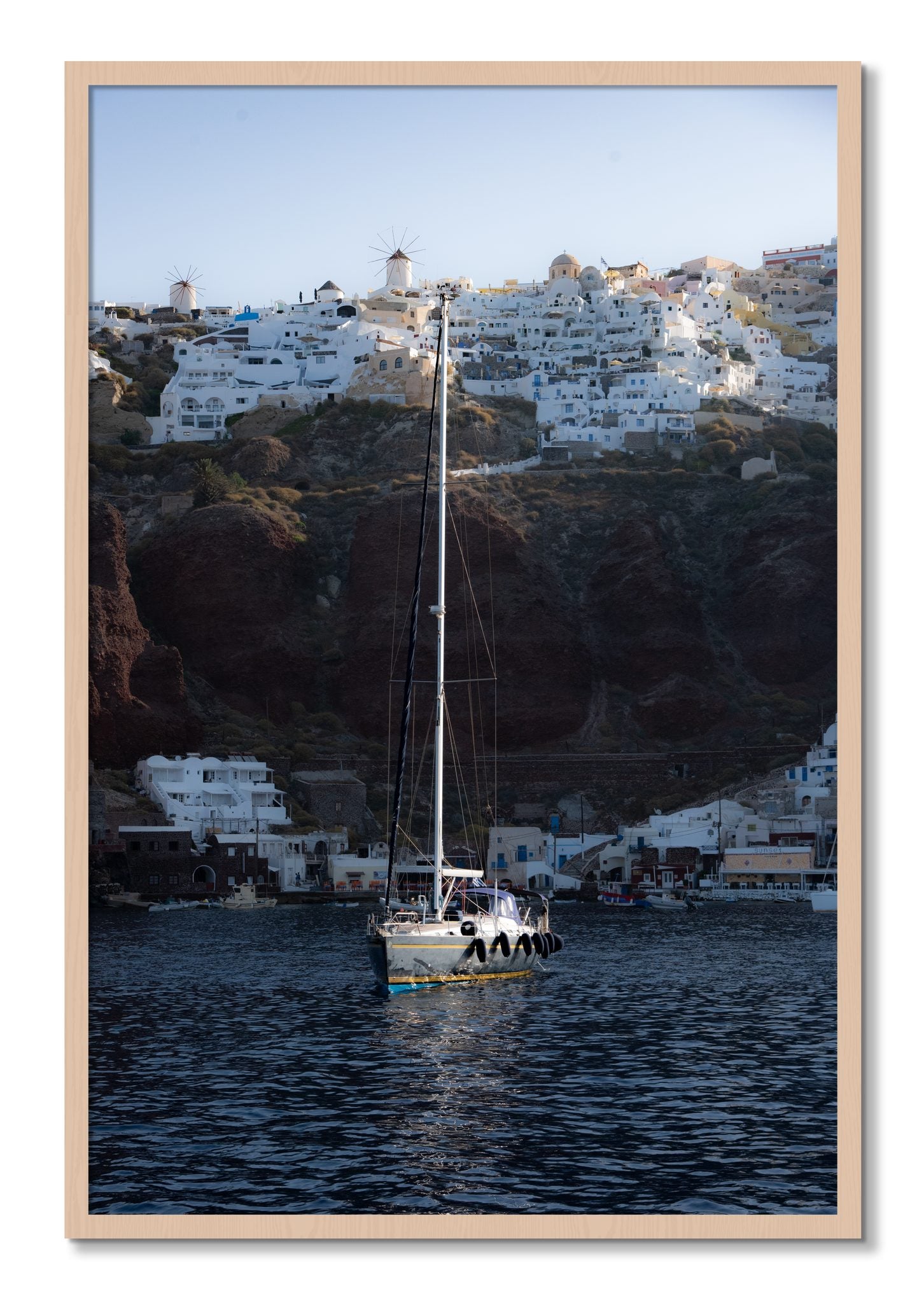 Framed photograph of Sailing In Greece by Dylan Ozanich, Maple frame, Full Bleed
