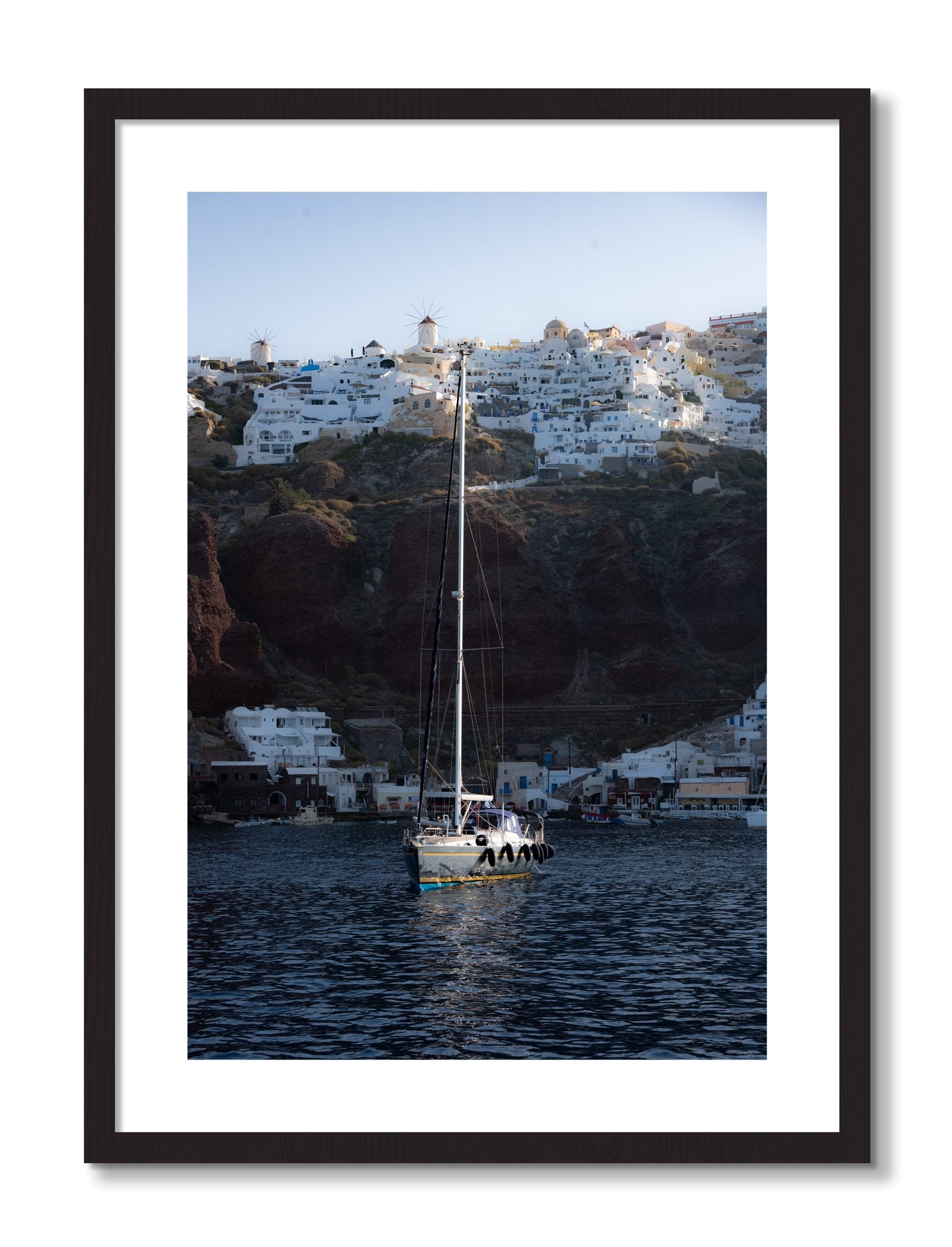 Framed photograph of Sailing In Greece by Dylan Ozanich, Black frame, Borders