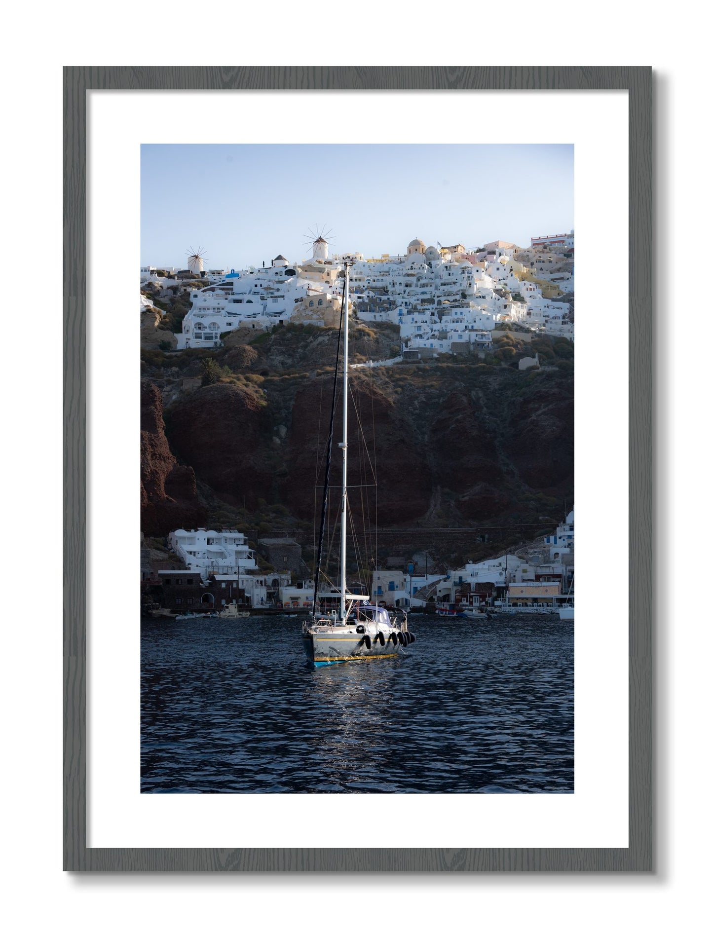 Framed photograph of Sailing In Greece by Dylan Ozanich, Grey frame, Borders