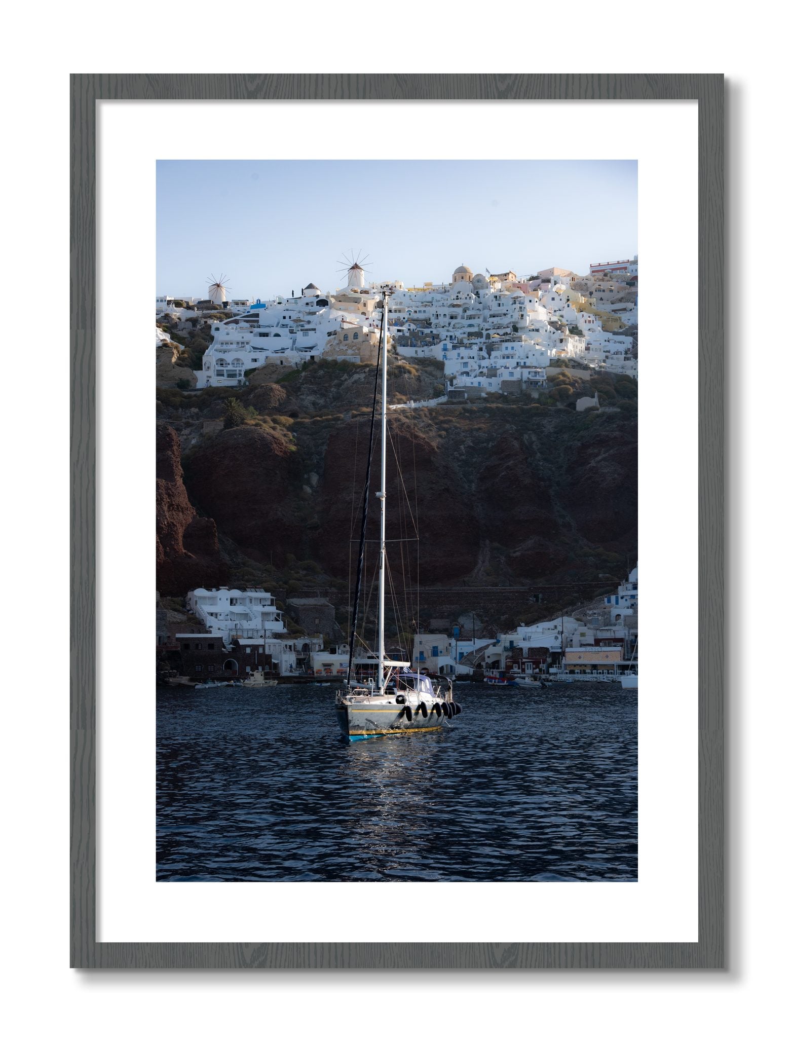 Framed photograph of Sailing In Greece by Dylan Ozanich, Grey frame, Borders