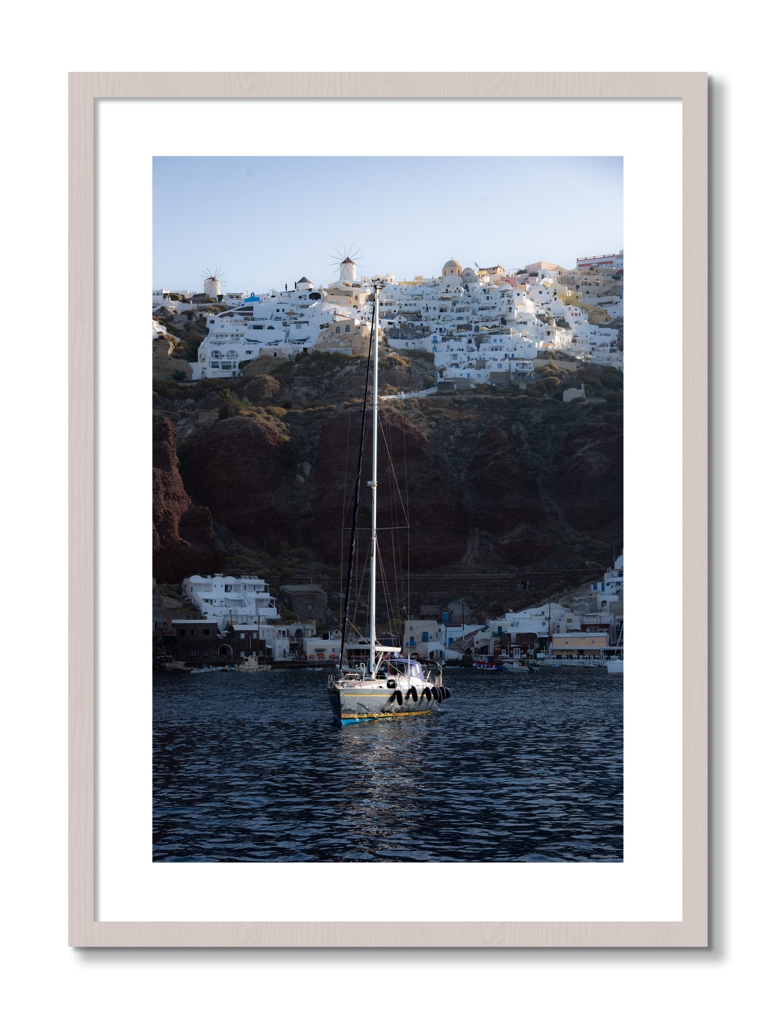 Framed photograph of Sailing In Greece by Dylan Ozanich, White Maple frame, Borders