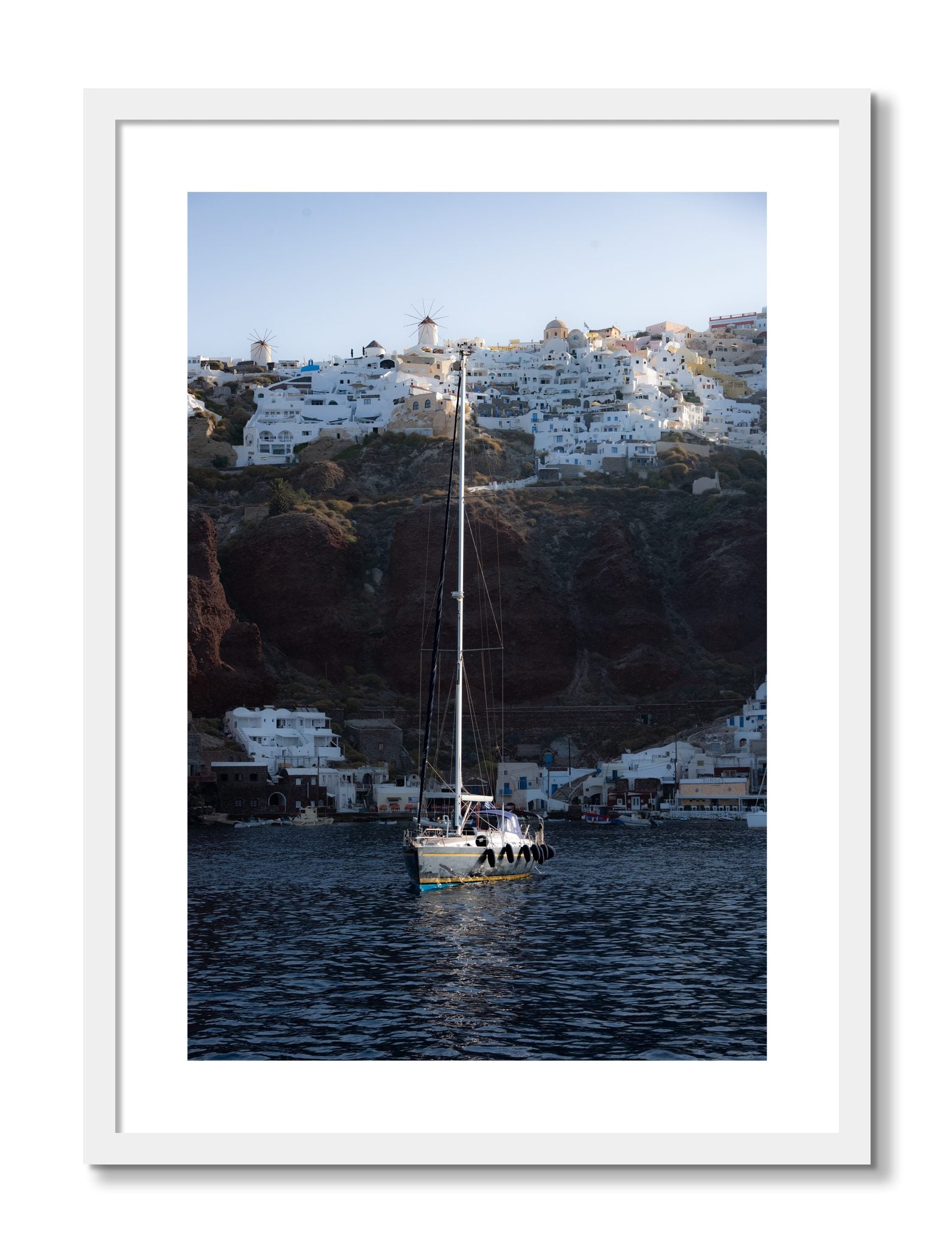 Framed photograph of Sailing In Greece by Dylan Ozanich, White frame, Borders