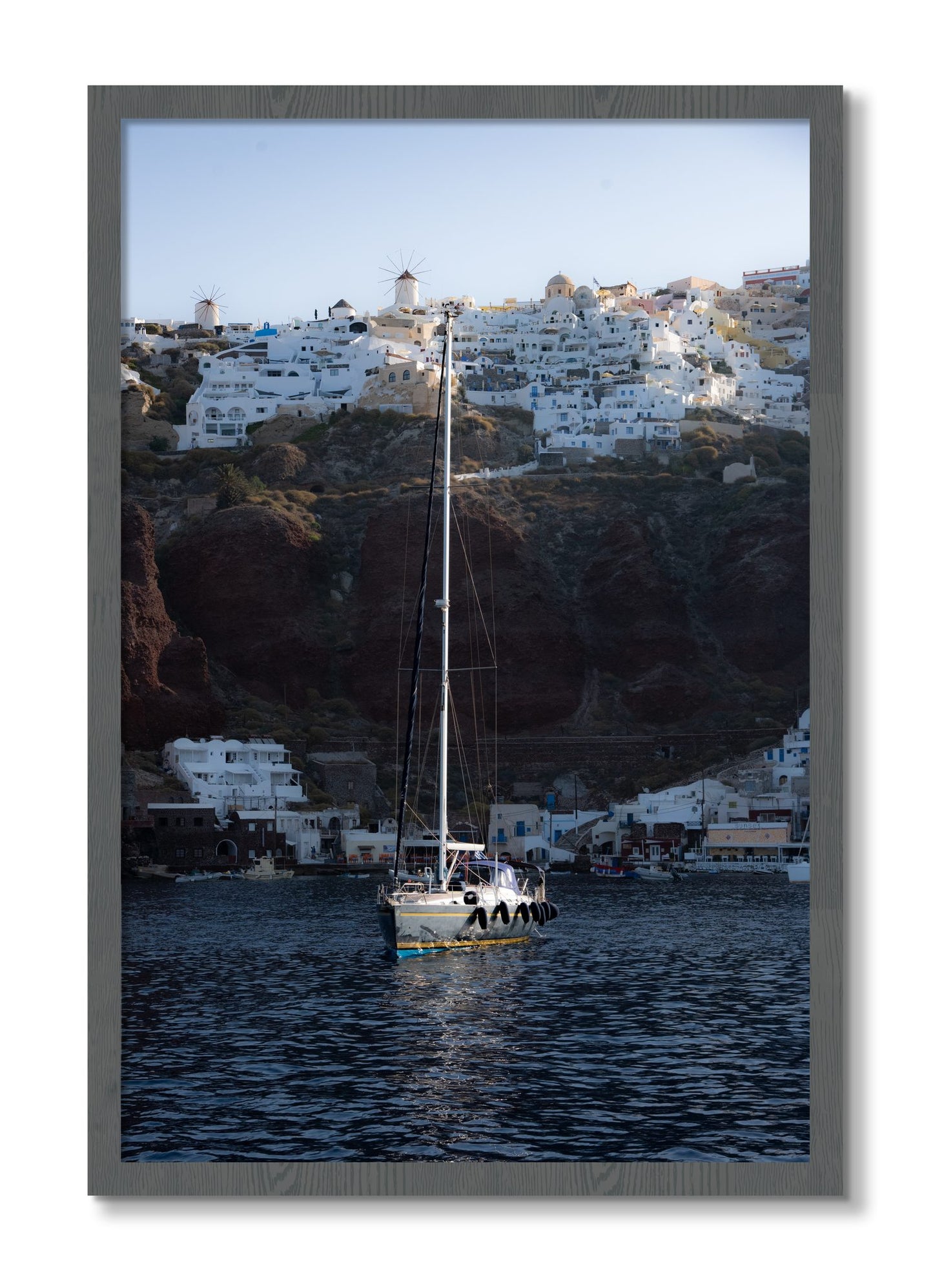 Framed photograph of Sailing In Greece by Dylan Ozanich, Grey frame, Full Bleed
