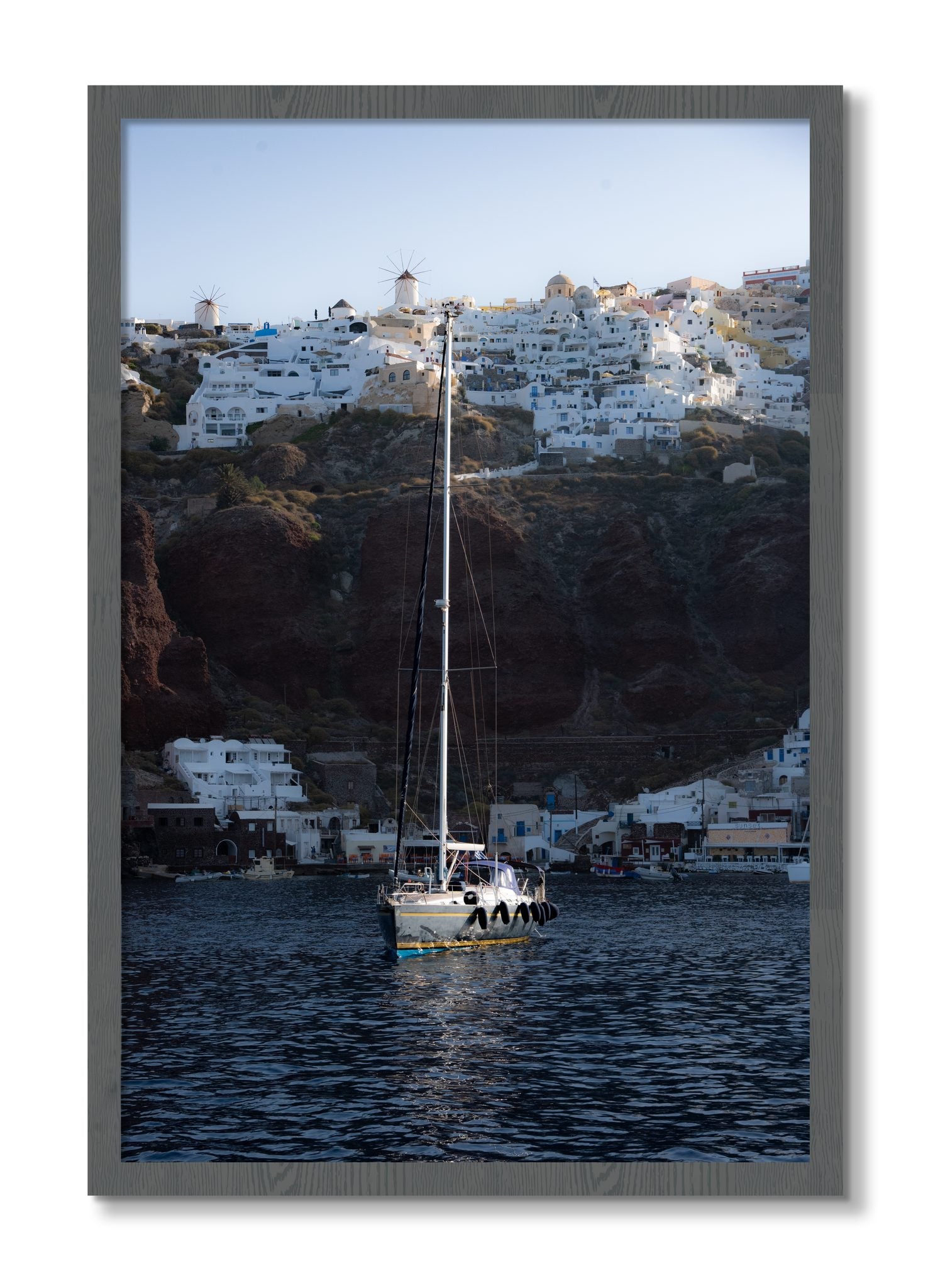 Framed photograph of Sailing In Greece by Dylan Ozanich, Grey frame, Full Bleed