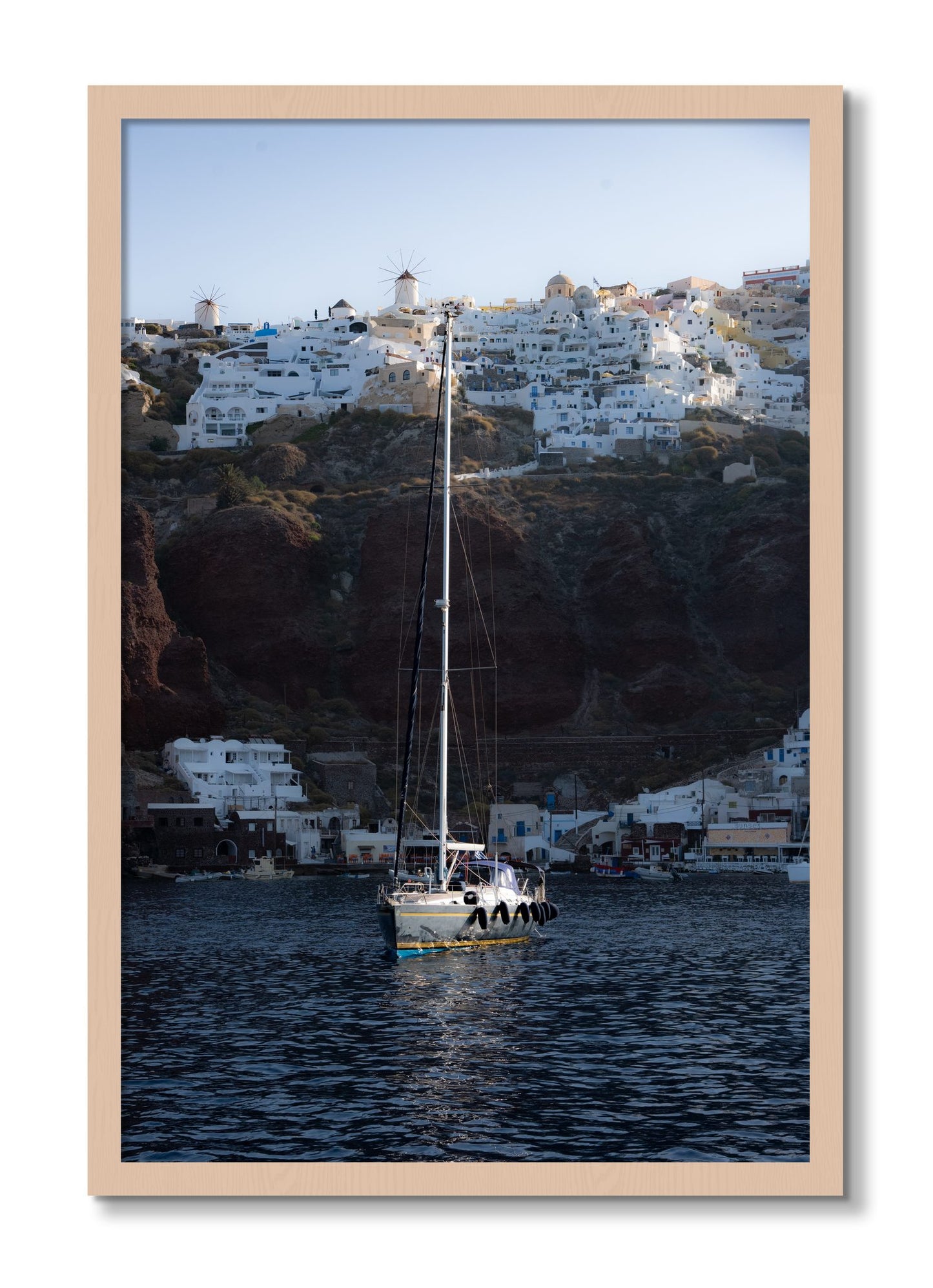 Framed photograph of Sailing In Greece by Dylan Ozanich, Maple frame, Full Bleed