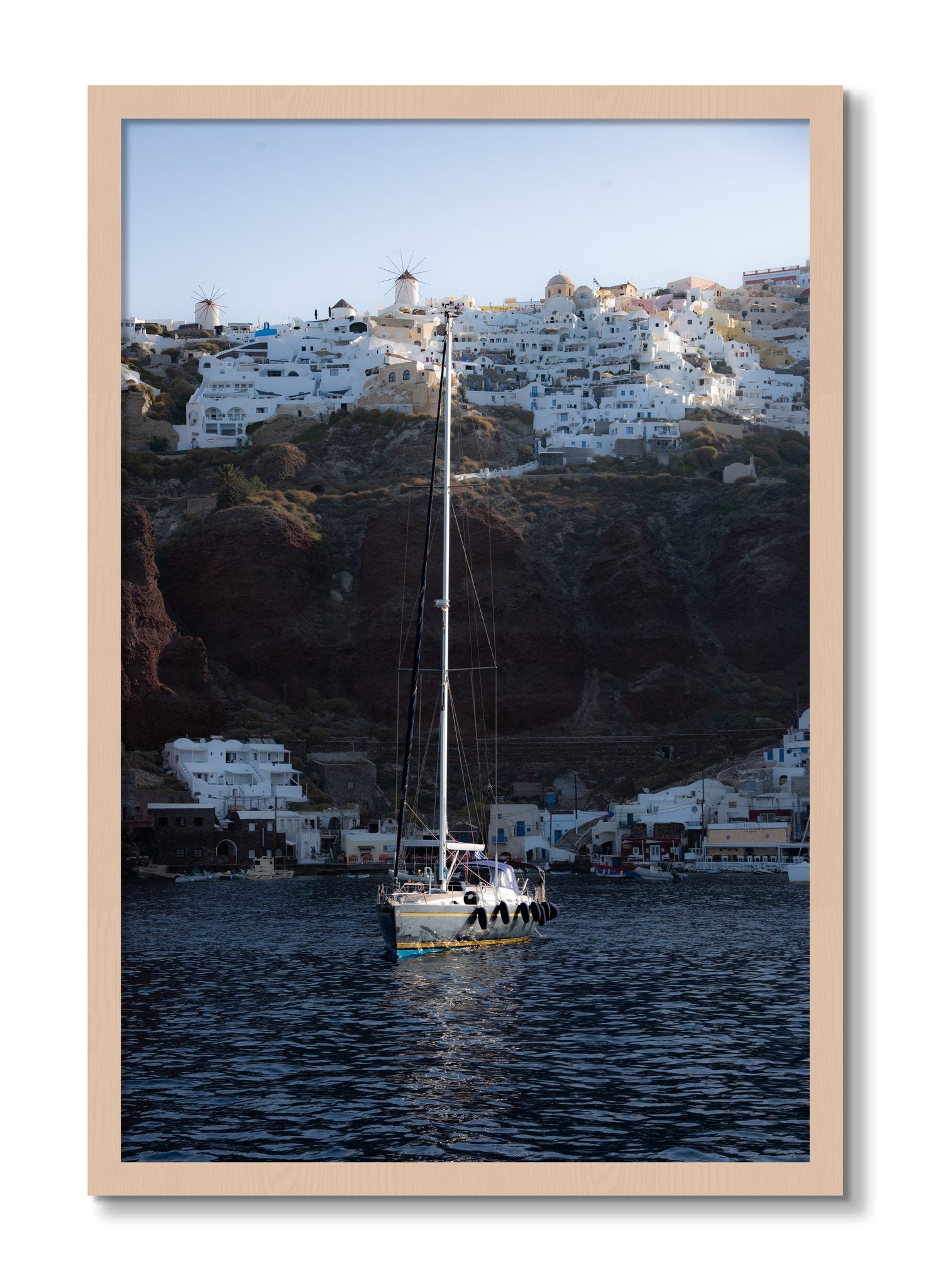 Framed photograph of Sailing In Greece by Dylan Ozanich, Maple frame, Full Bleed