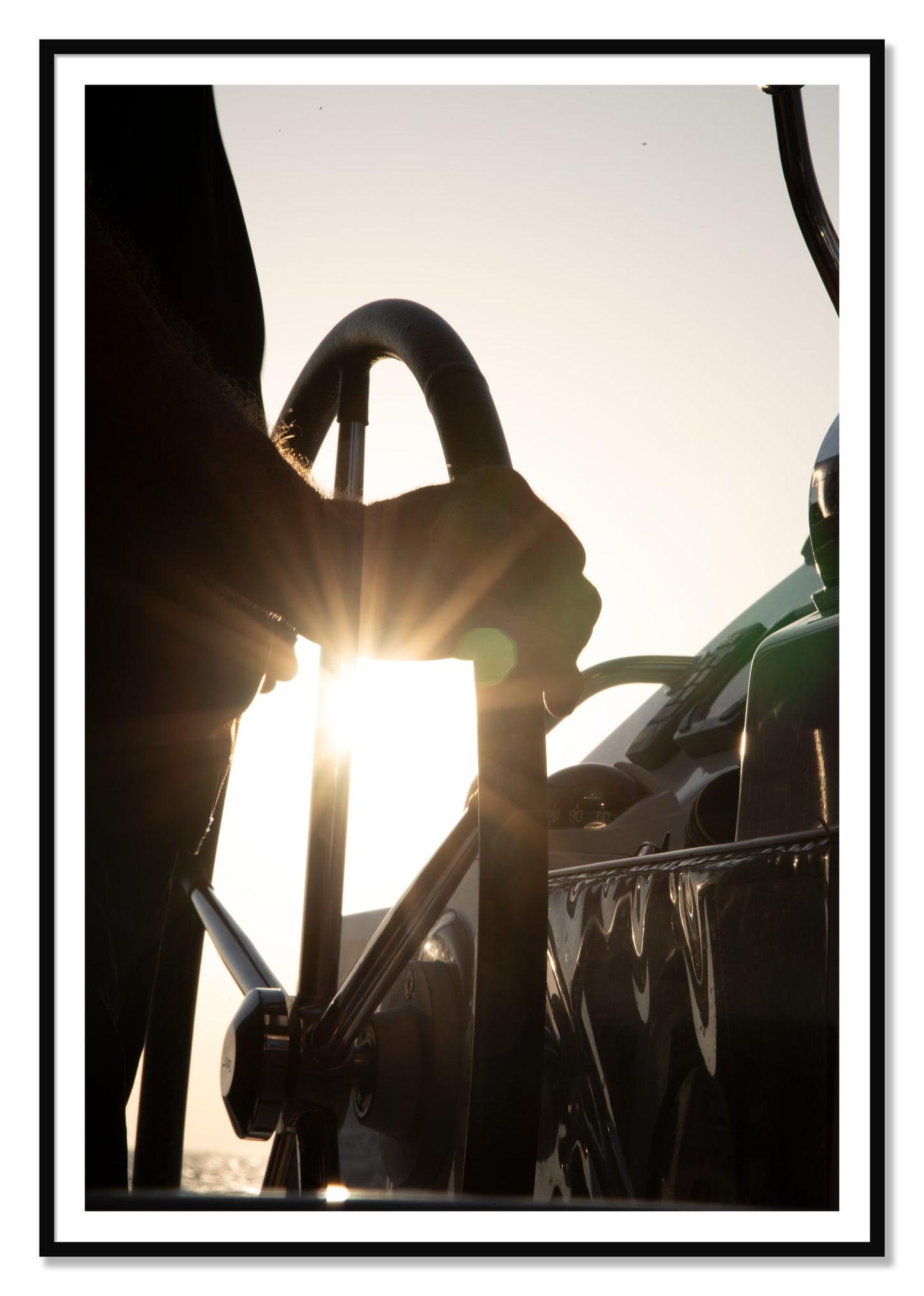 Sailing by Dylan Ozanich, 48×72 print with a White Border in a Black frame