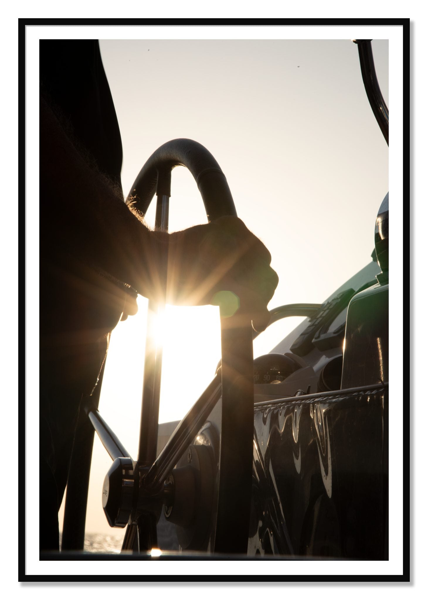 Sailing by Dylan Ozanich, 48×72 print with a White Border in a Black frame