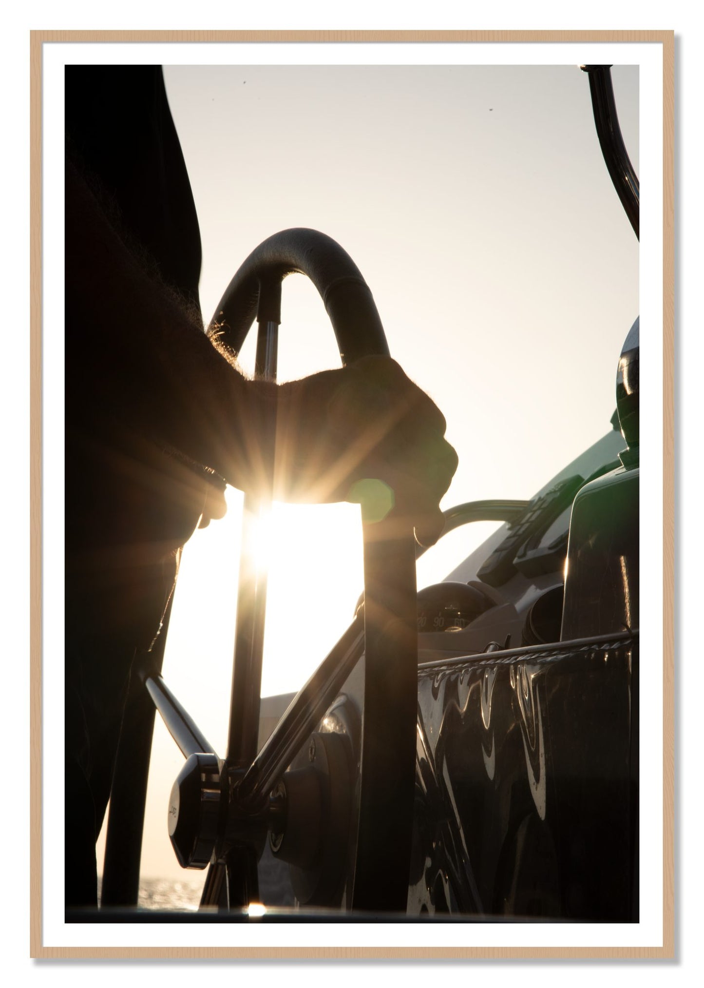 Sailing by Dylan Ozanich, 48×72 print with a White Border in an Oak frame
