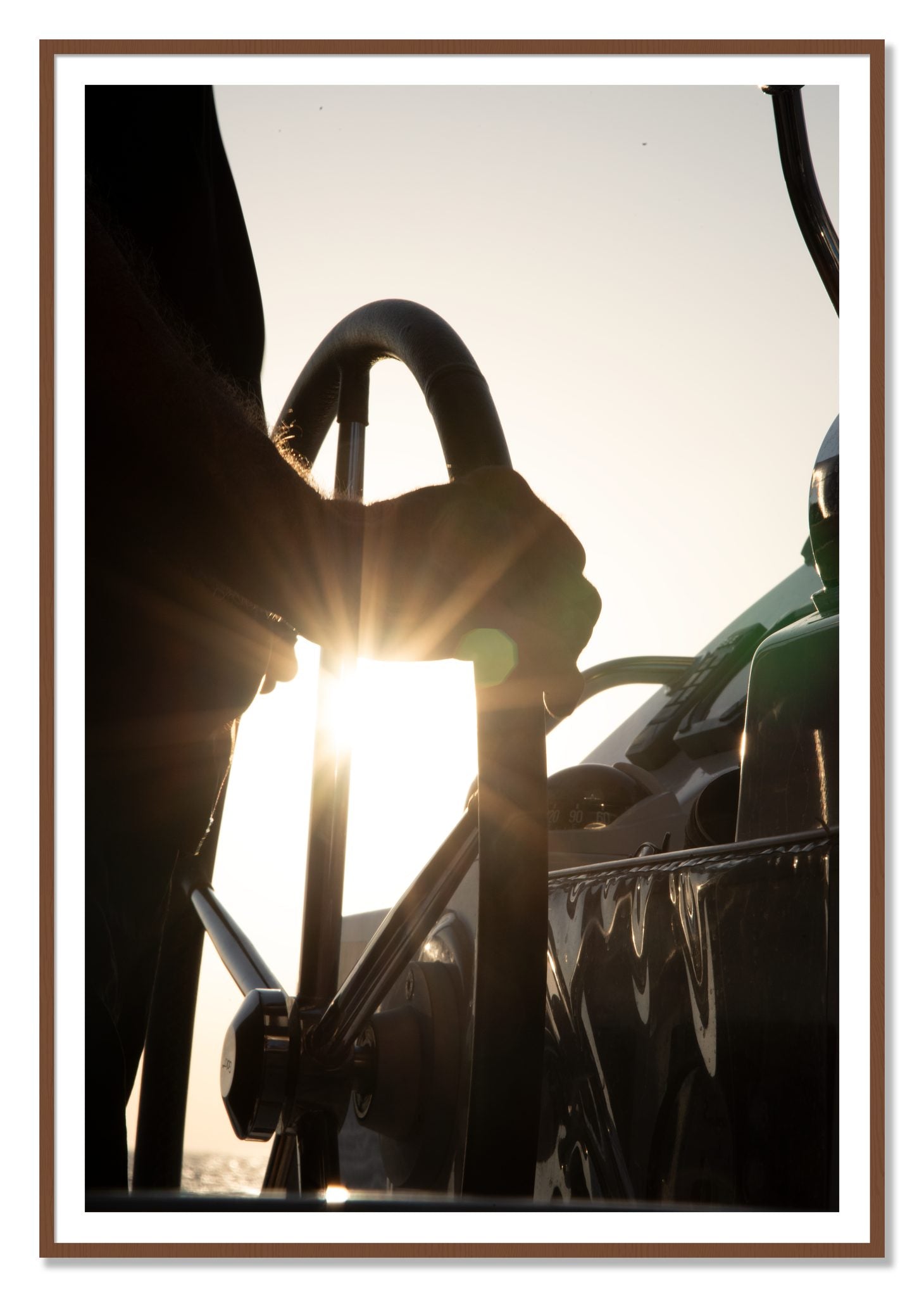Sailing by Dylan Ozanich, 48×72 print with a White Border in a Walnut frame