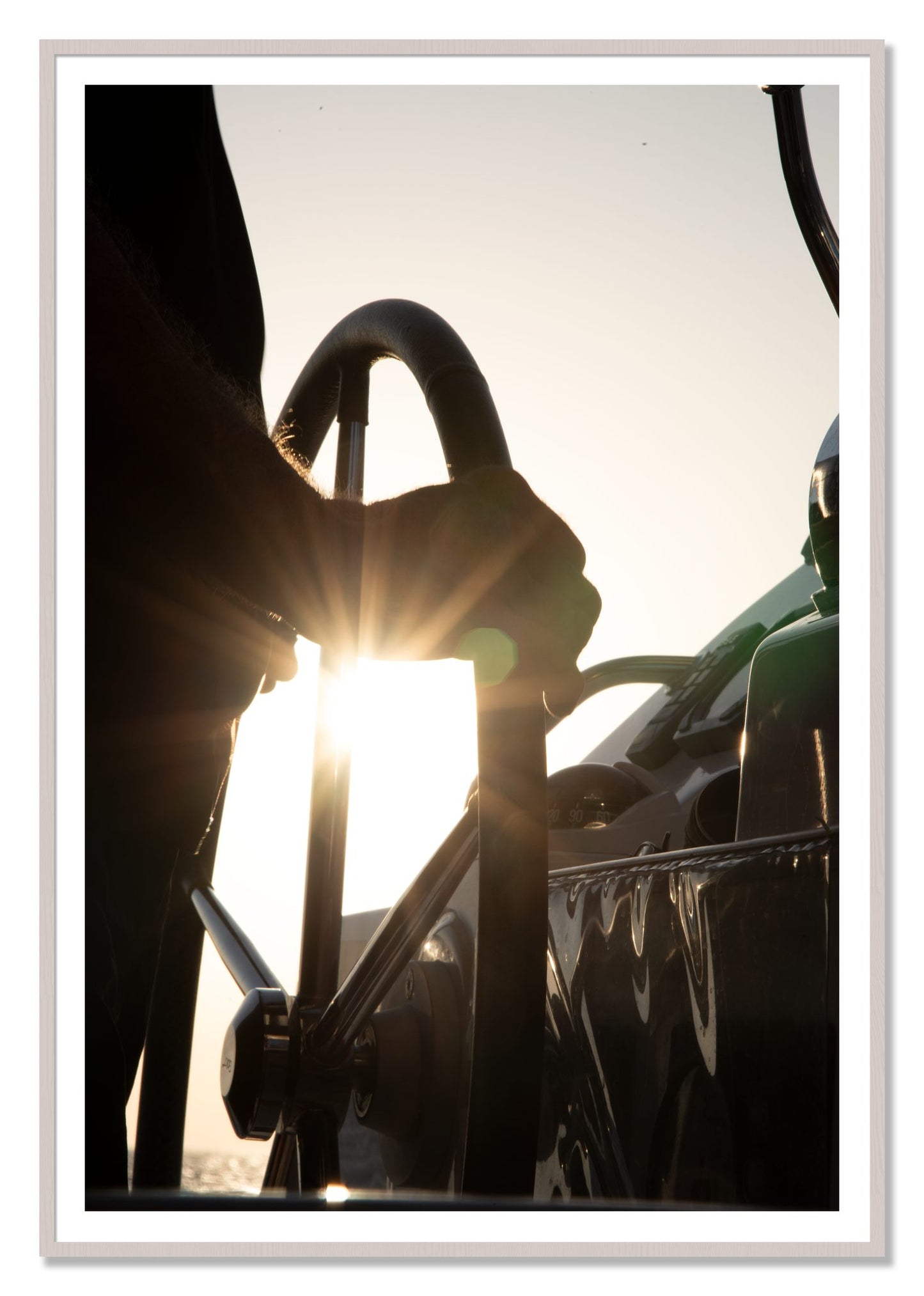 Sailing by Dylan Ozanich, 48×72 print with a White Border in a White Maple frame