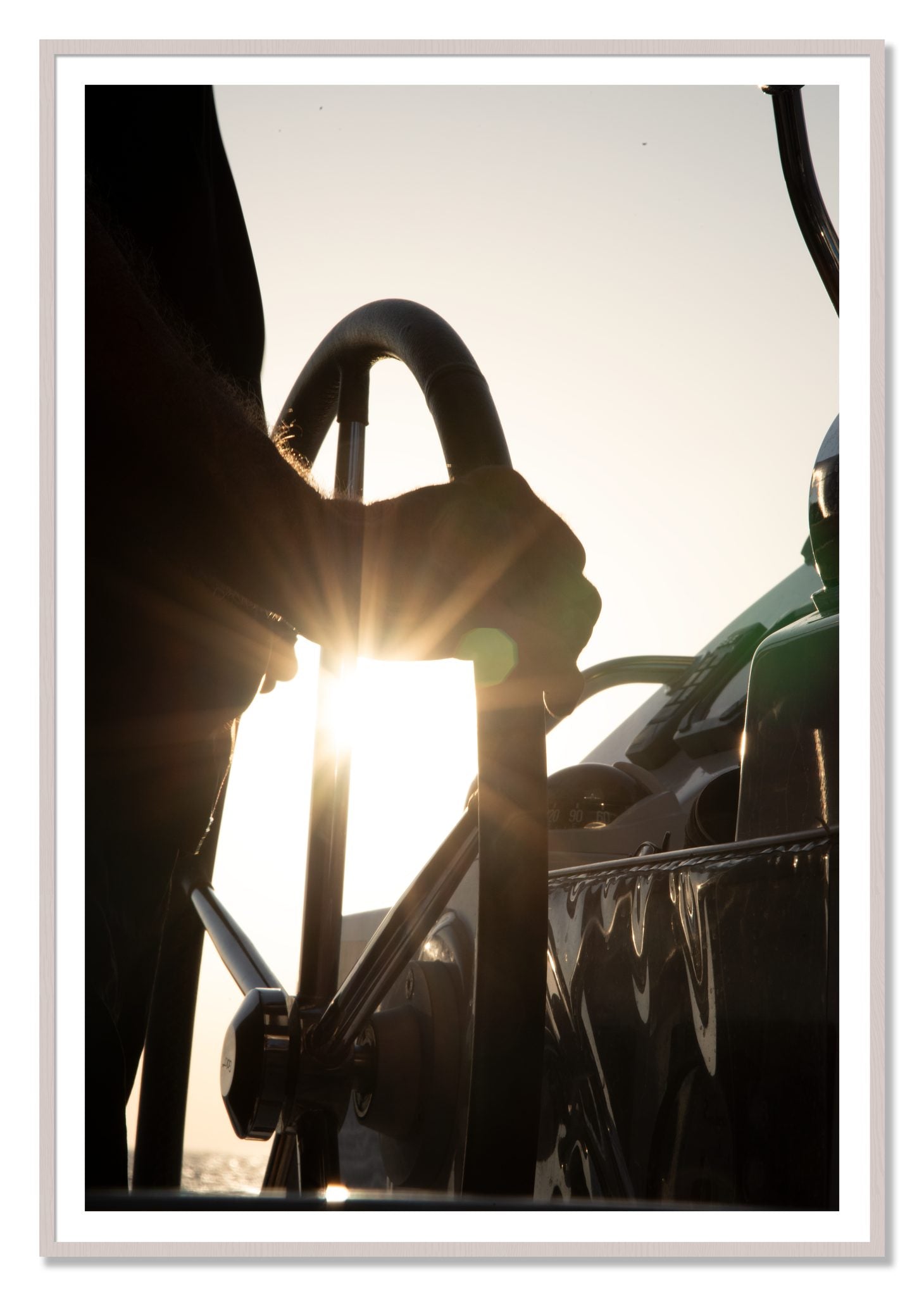 Sailing by Dylan Ozanich, 48×72 print with a White Border in a White Maple frame