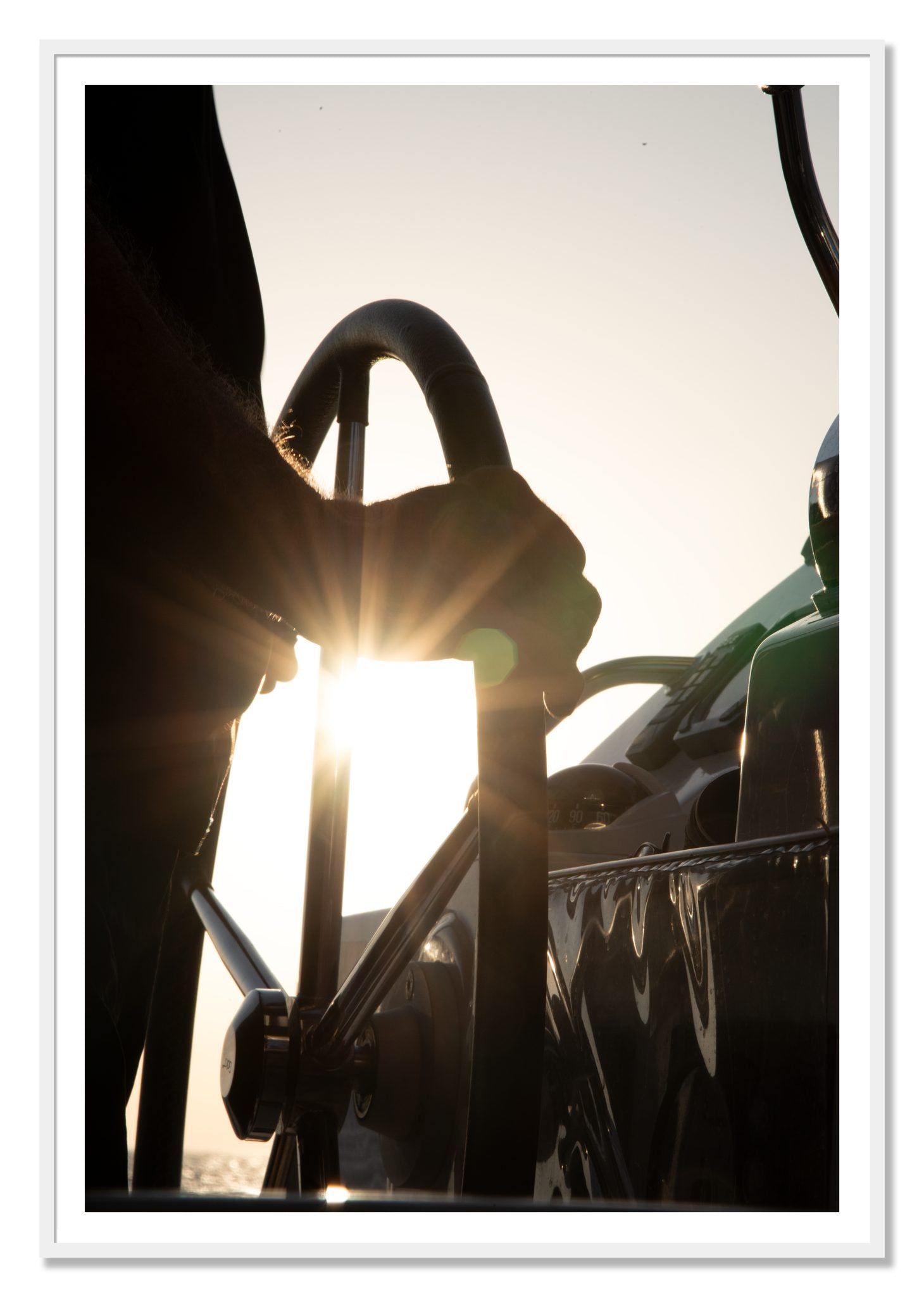 Sailing by Dylan Ozanich, 48×72 print with a White Border in a White frame