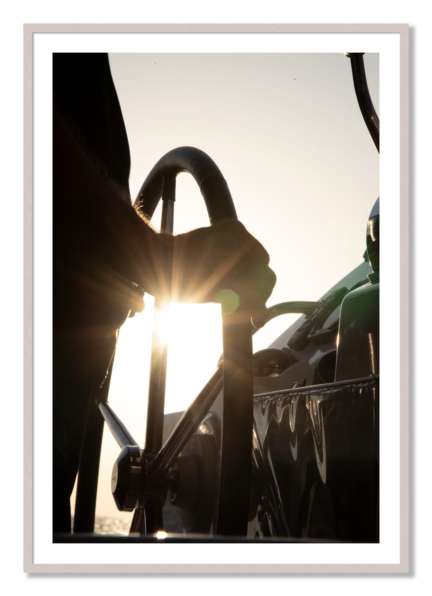 Framed photograph of Sailing by Dylan Ozanich, White Maple frame, Borders