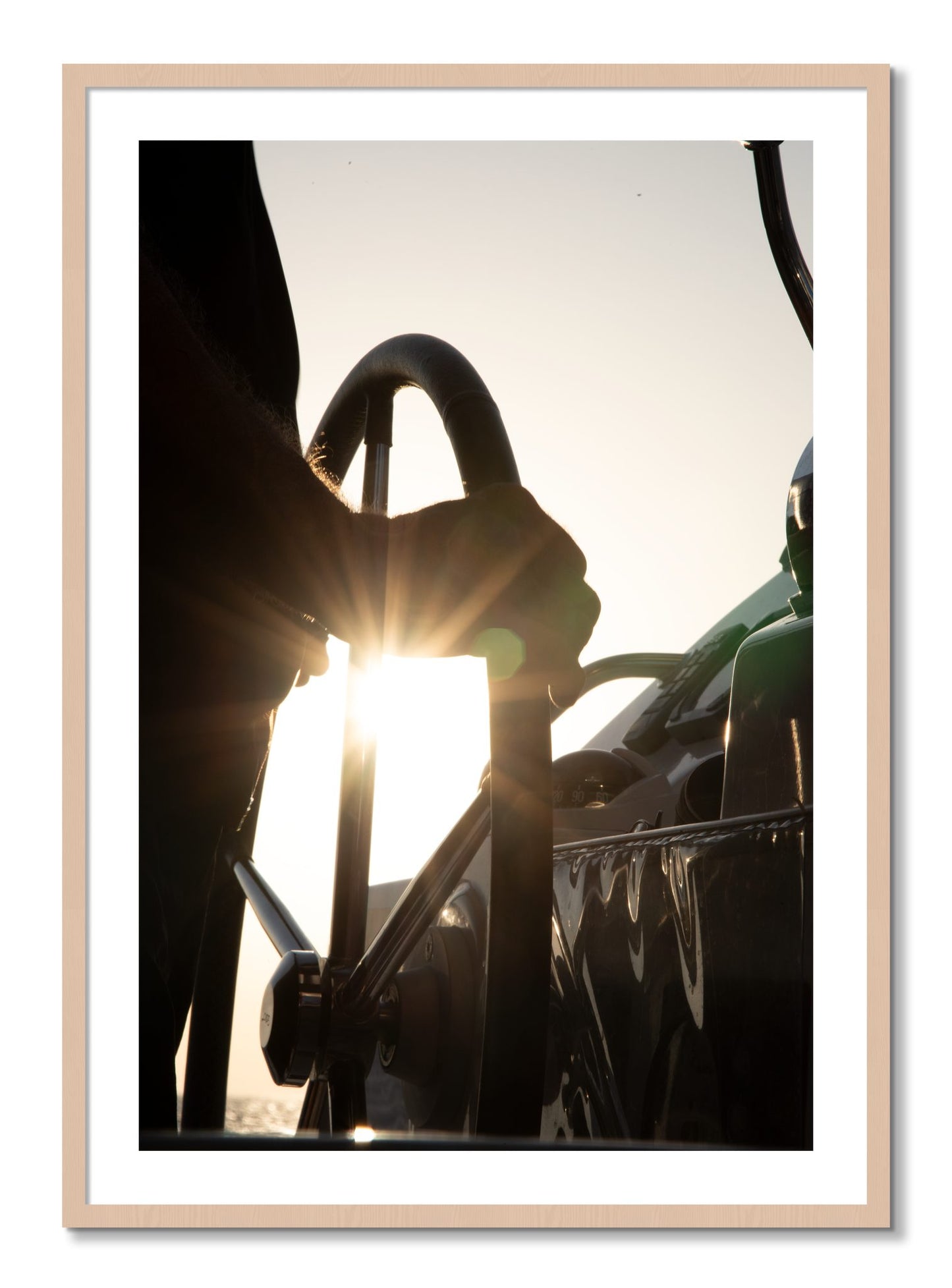 Framed photograph of Sailing by Dylan Ozanich, Maple frame, Borders
