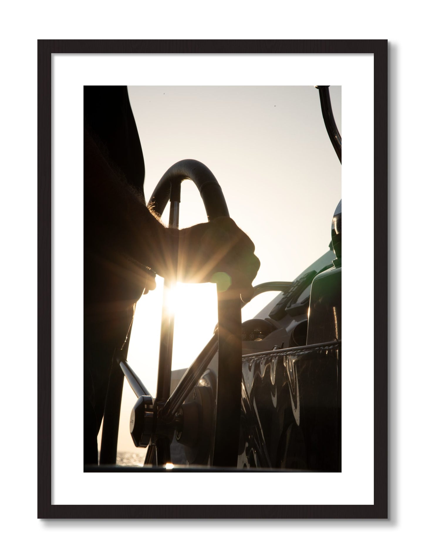 Framed photograph of Sailing by Dylan Ozanich, Black Walnut frame, Borders