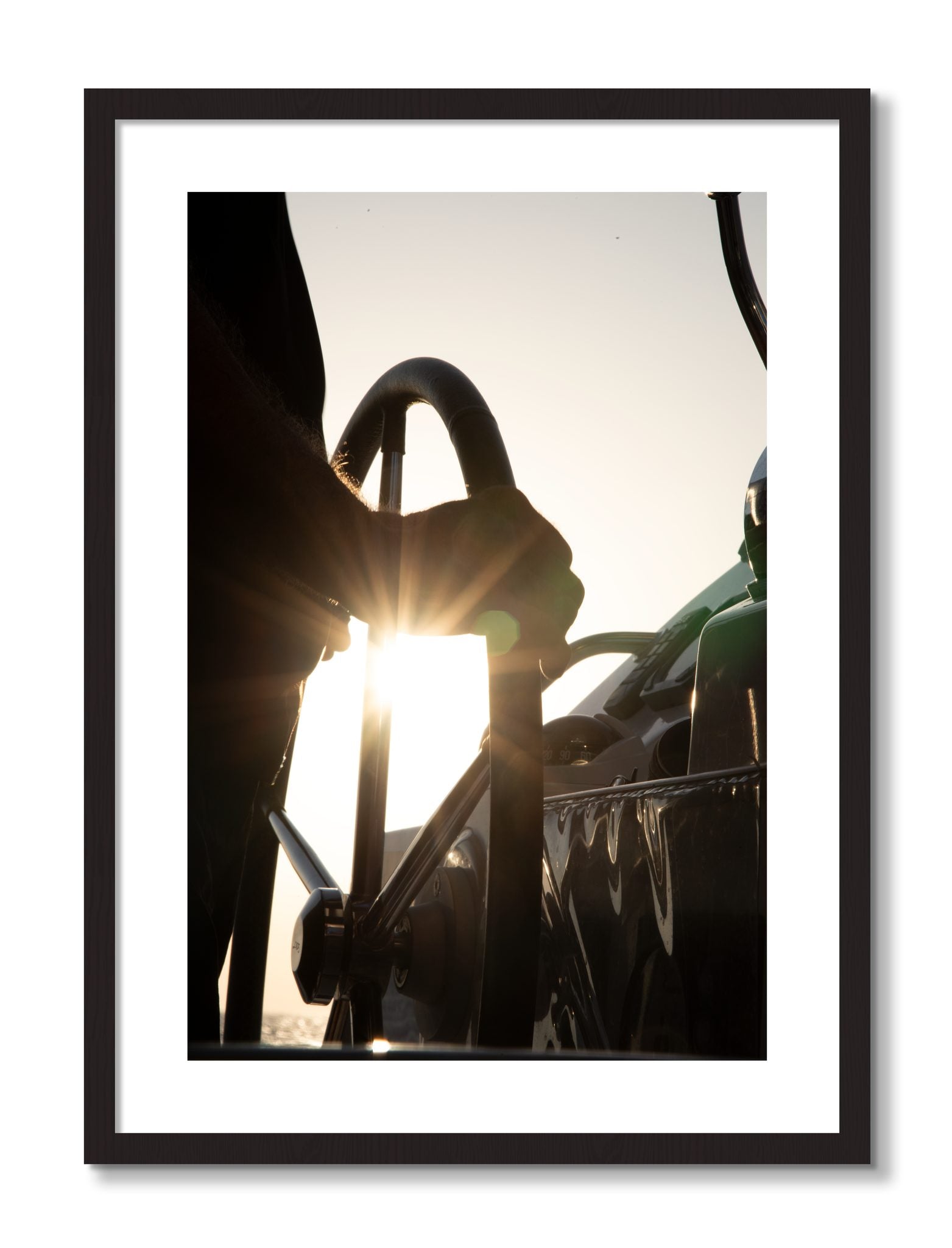 Framed photograph of Sailing by Dylan Ozanich, Black Walnut frame, Borders