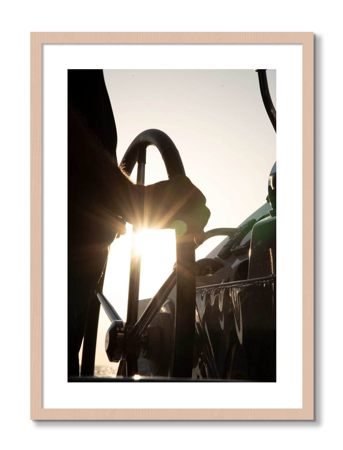 Framed photograph of Sailing by Dylan Ozanich, Maple frame, Borders