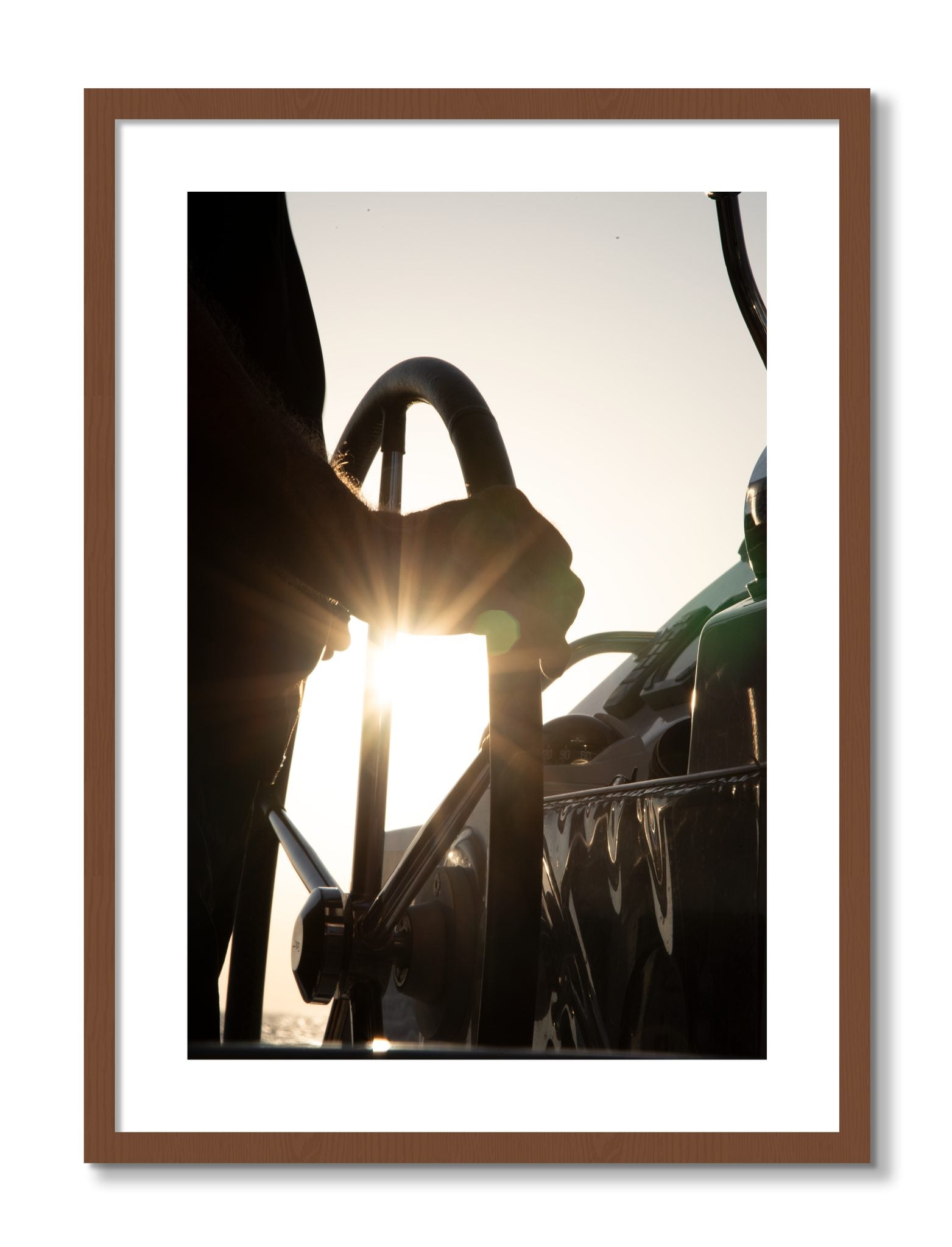 Framed photograph of Sailing by Dylan Ozanich, Walnut frame, Borders