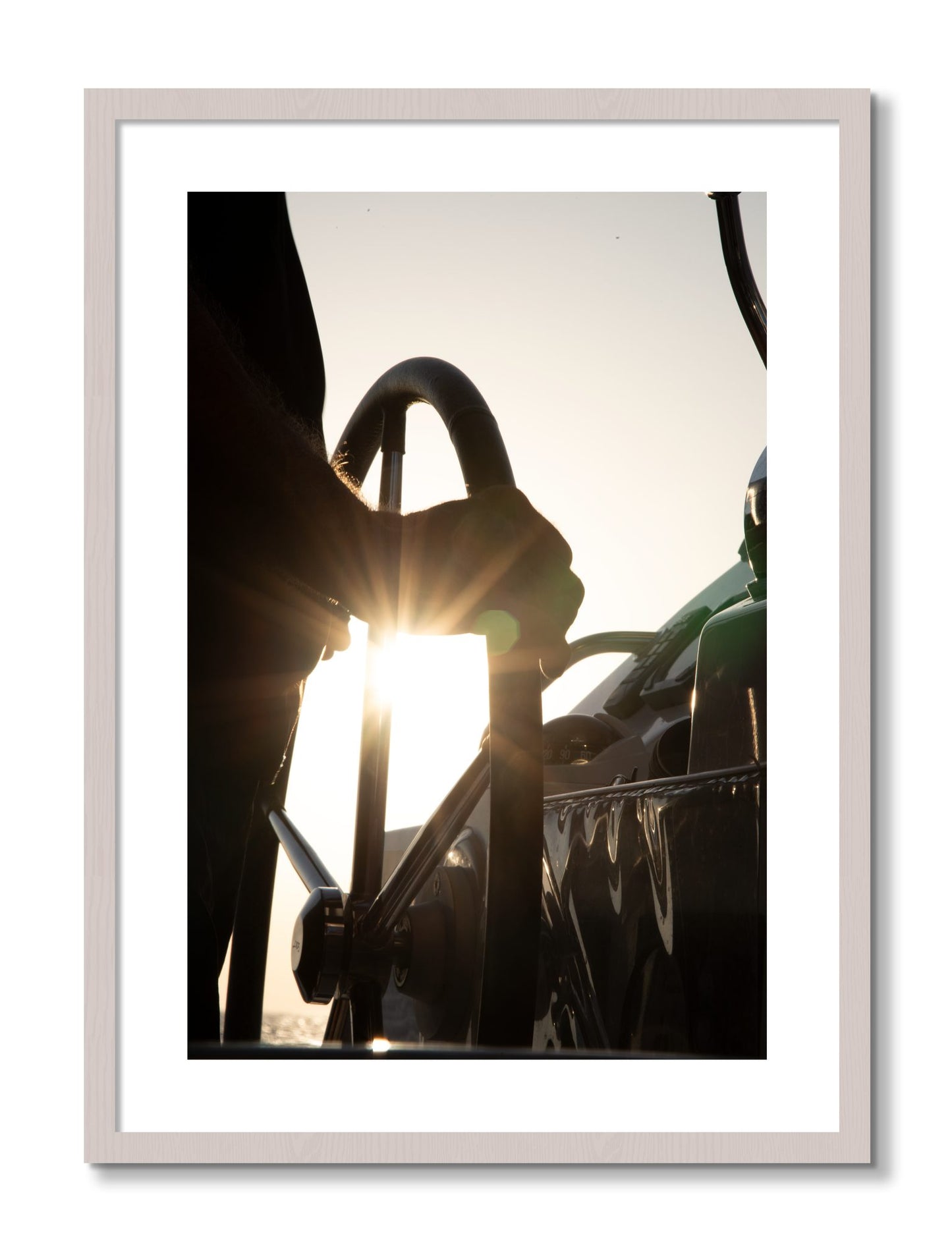 Framed photograph of Sailing by Dylan Ozanich, White Maple frame, Borders