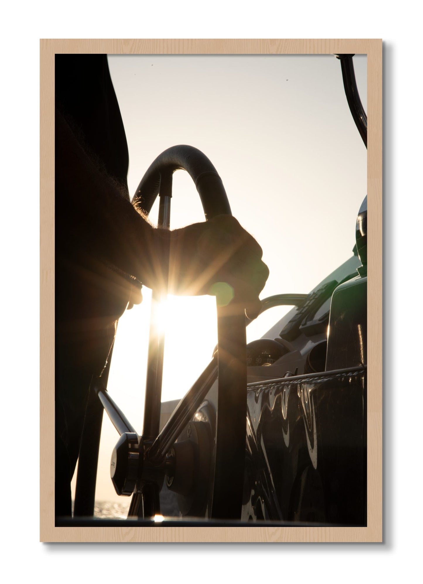 Framed photograph of Sailing by Dylan Ozanich, Oak frame, Full Bleed