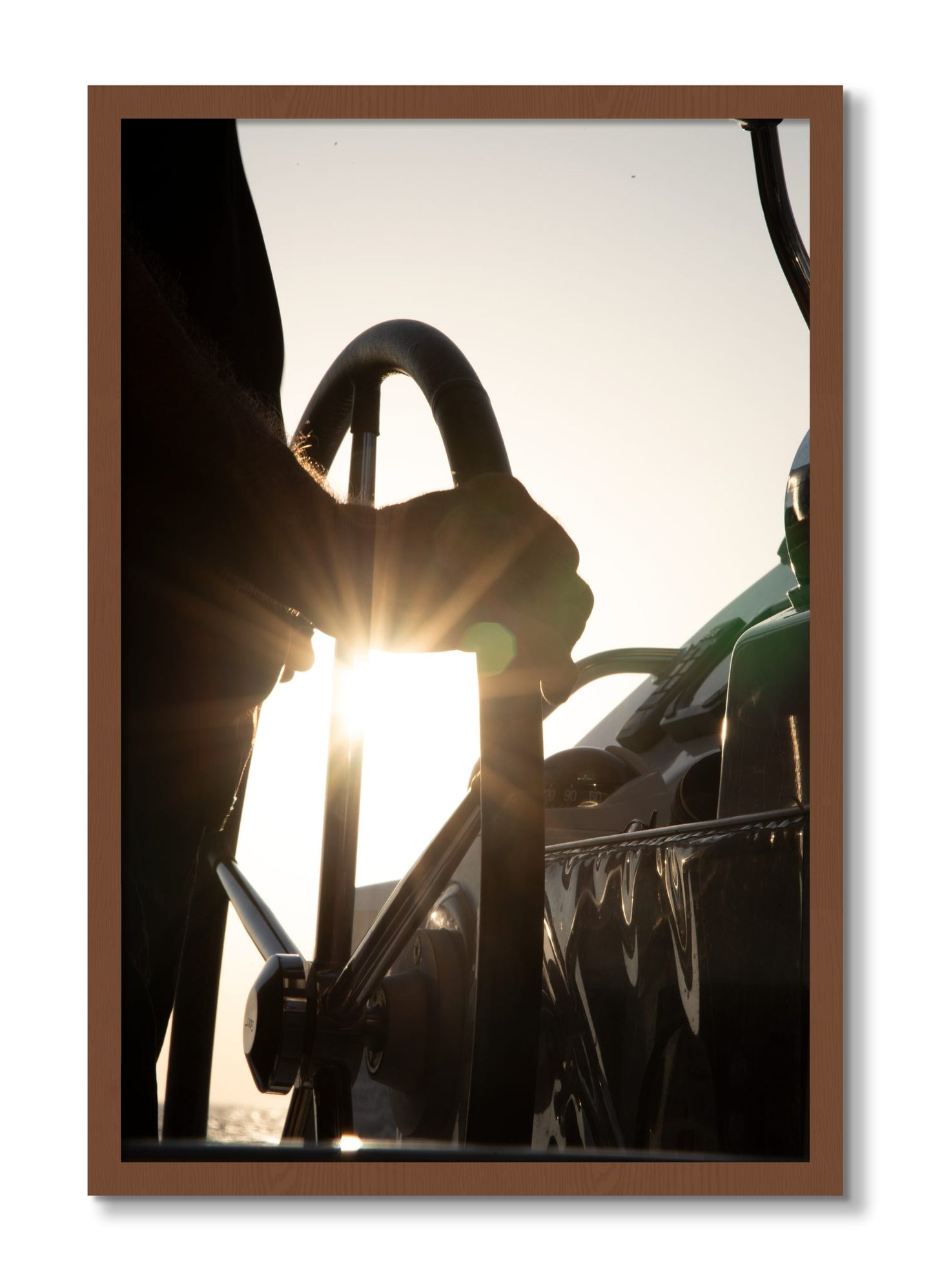 Framed photograph of Sailing by Dylan Ozanich, Walnut frame, Full Bleed