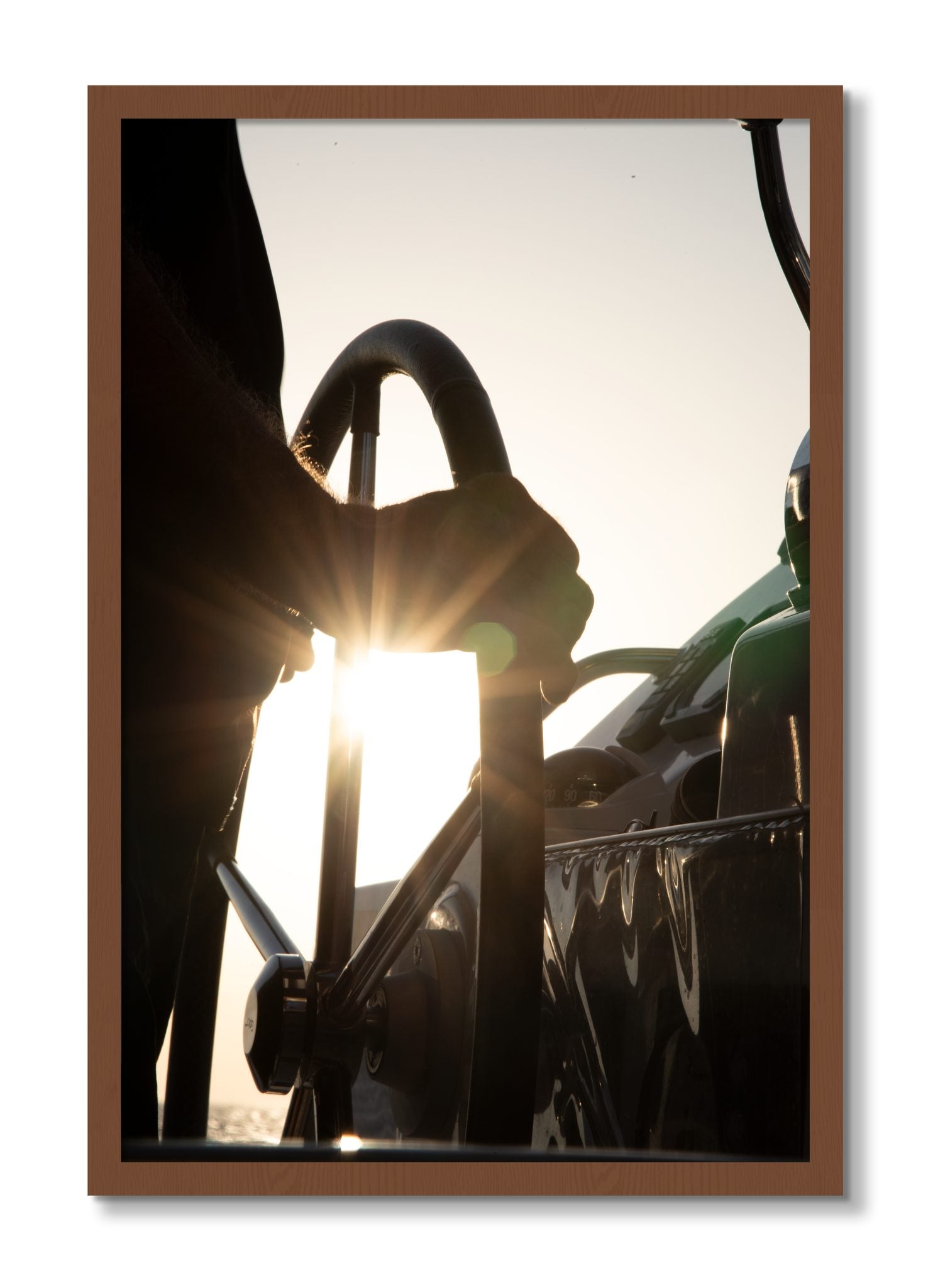 Framed photograph of Sailing by Dylan Ozanich, Walnut frame, Full Bleed