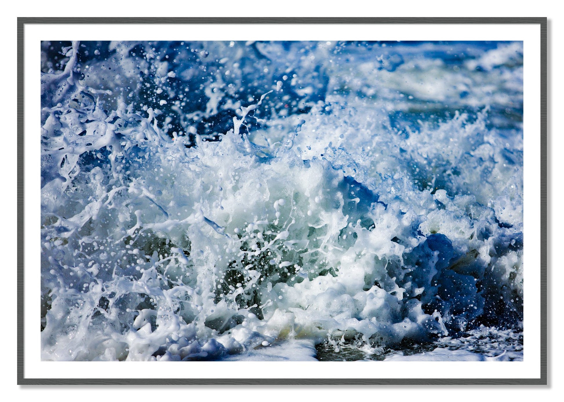 Framed photograph of Salt Splash by Dylan Ozanich, Grey frame, Borders