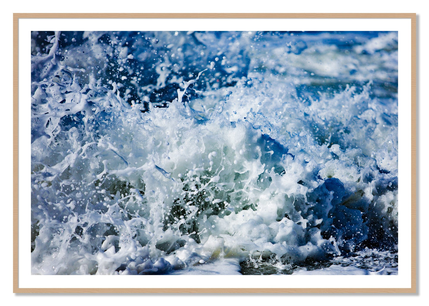 Framed photograph of Salt Splash by Dylan Ozanich, Oak frame, Borders