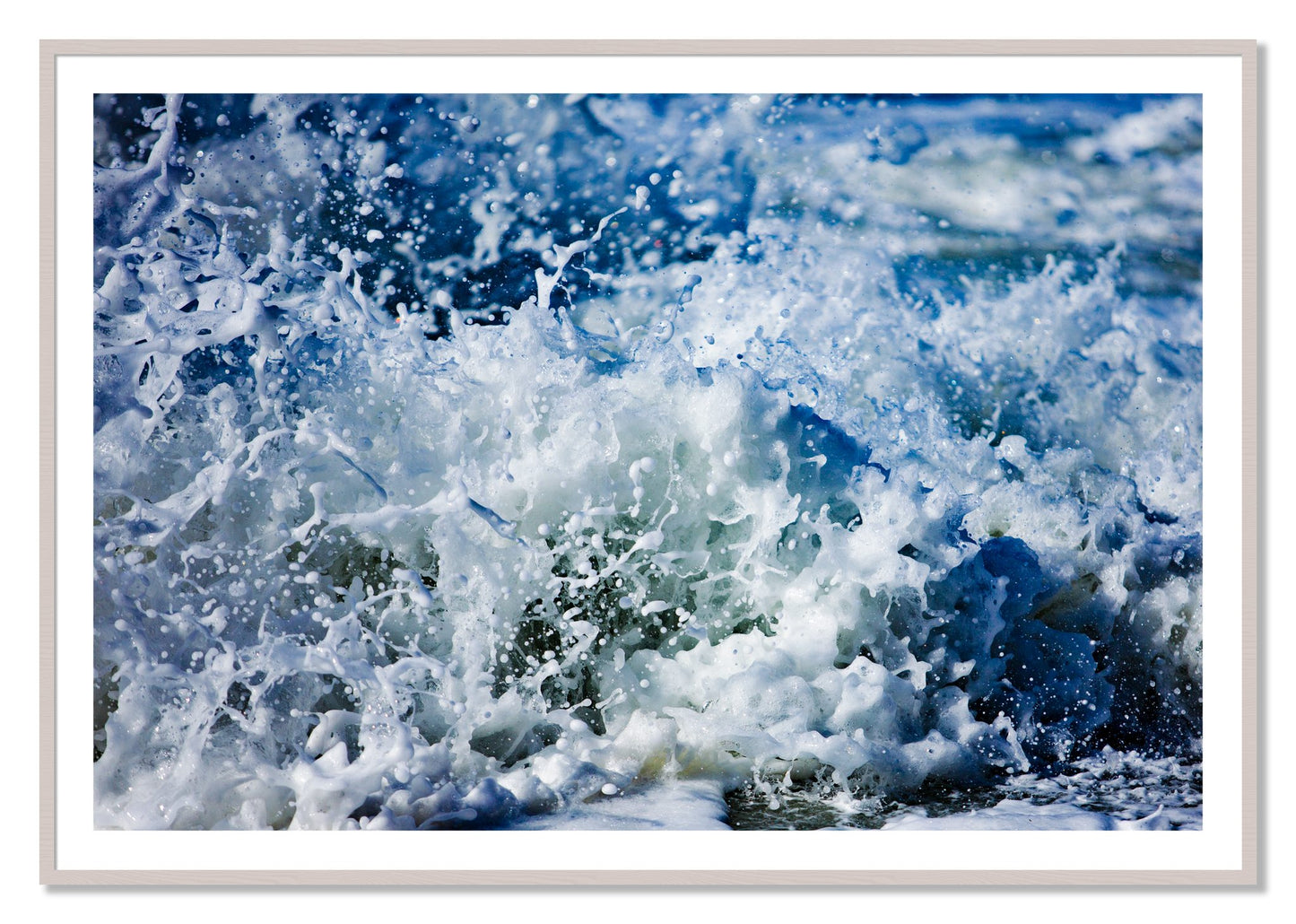 Framed photograph of Salt Splash by Dylan Ozanich, White Maple frame, Borders