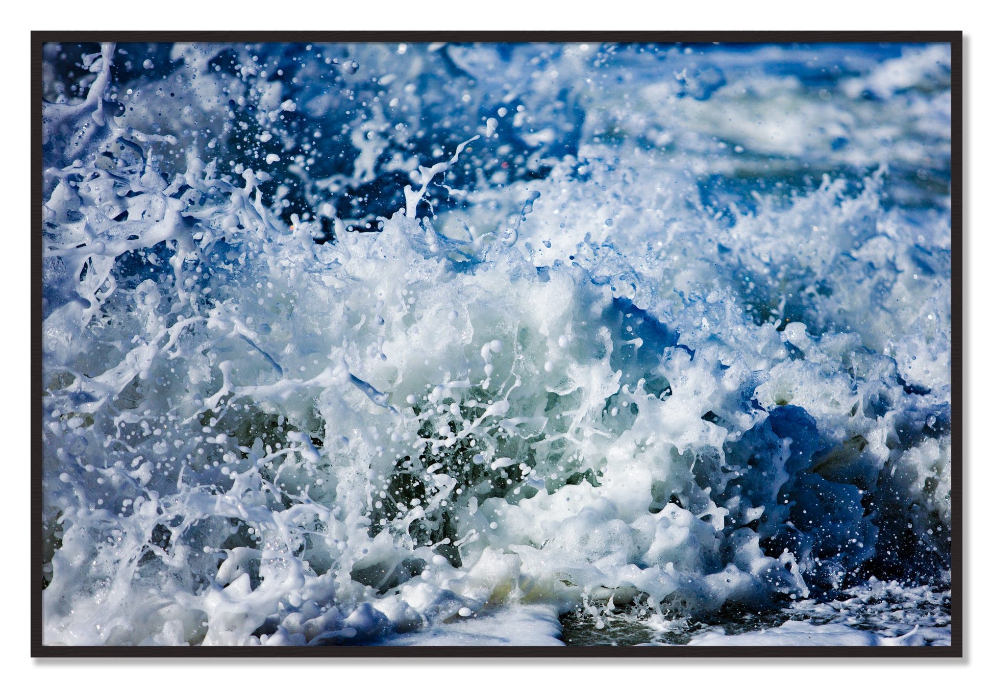 Framed photograph of Salt Splash by Dylan Ozanich, Black Walnut frame, Full Bleed