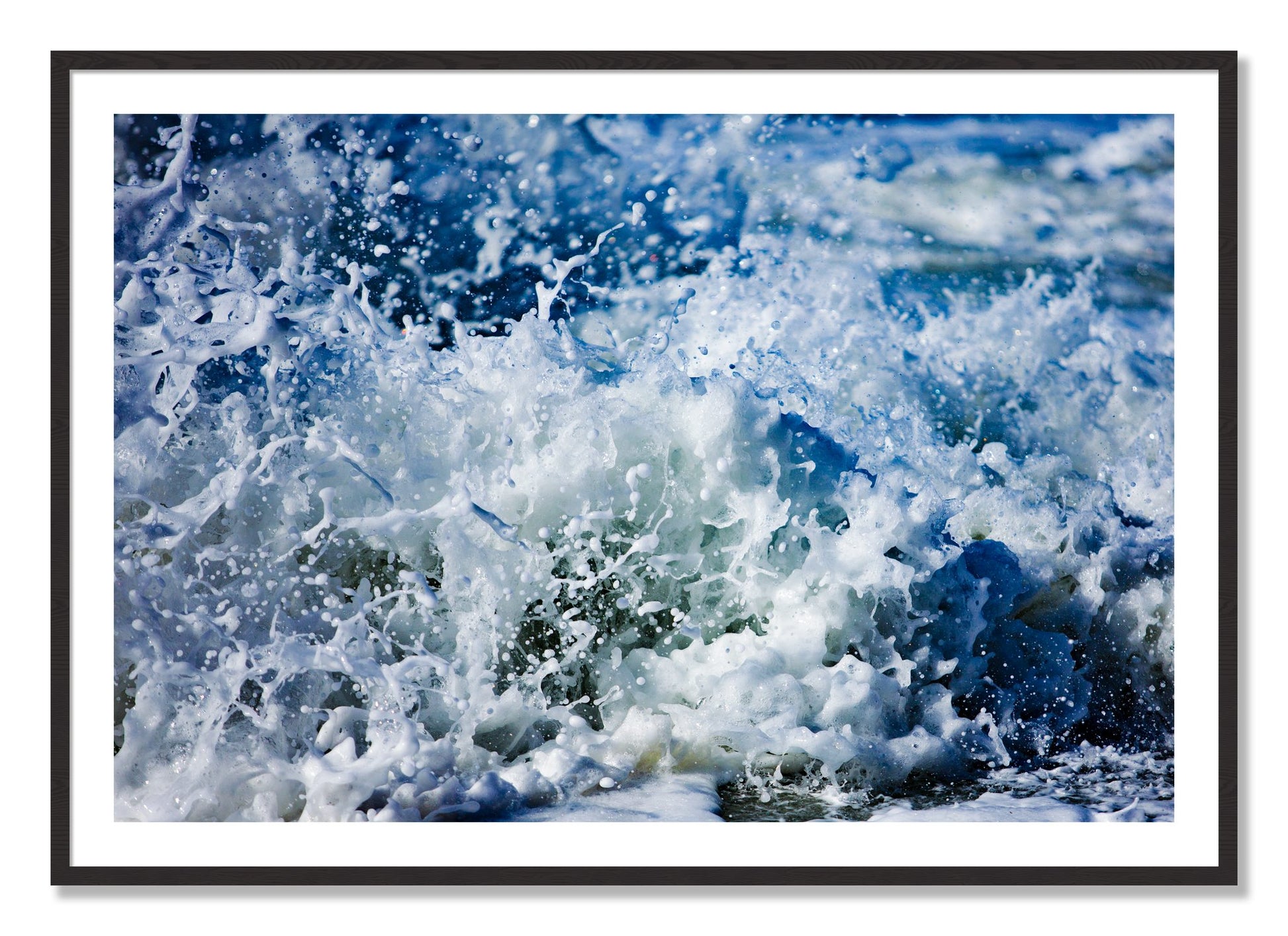 Framed photograph of Salt Splash by Dylan Ozanich, Black Walnut frame, Borders