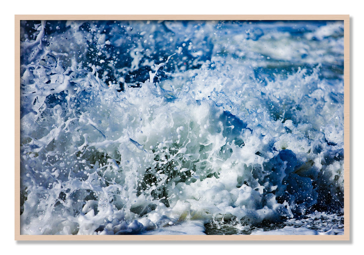 Framed photograph of Salt Splash by Dylan Ozanich, Maple frame, Full Bleed