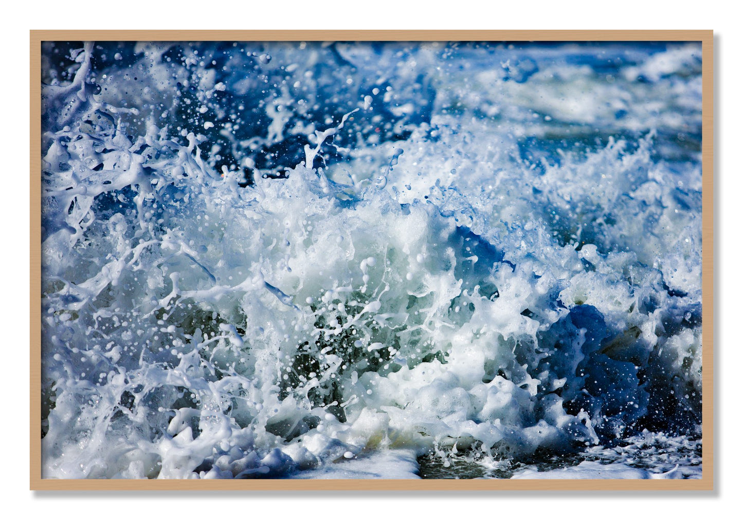 Framed photograph of Salt Splash by Dylan Ozanich, Oak frame, Full Bleed