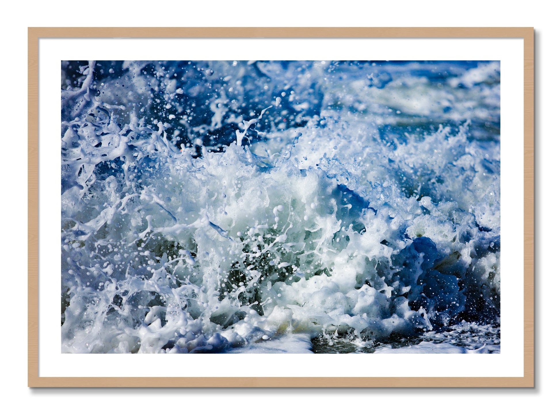 Framed photograph of Salt Splash by Dylan Ozanich, Oak frame, Borders