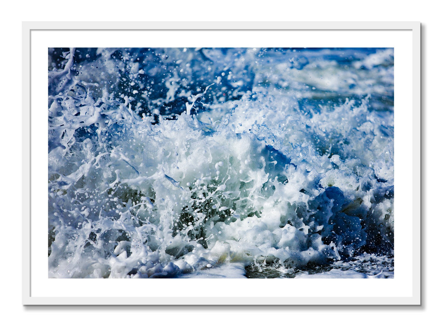 Framed photograph of Salt Splash by Dylan Ozanich, White frame, Borders