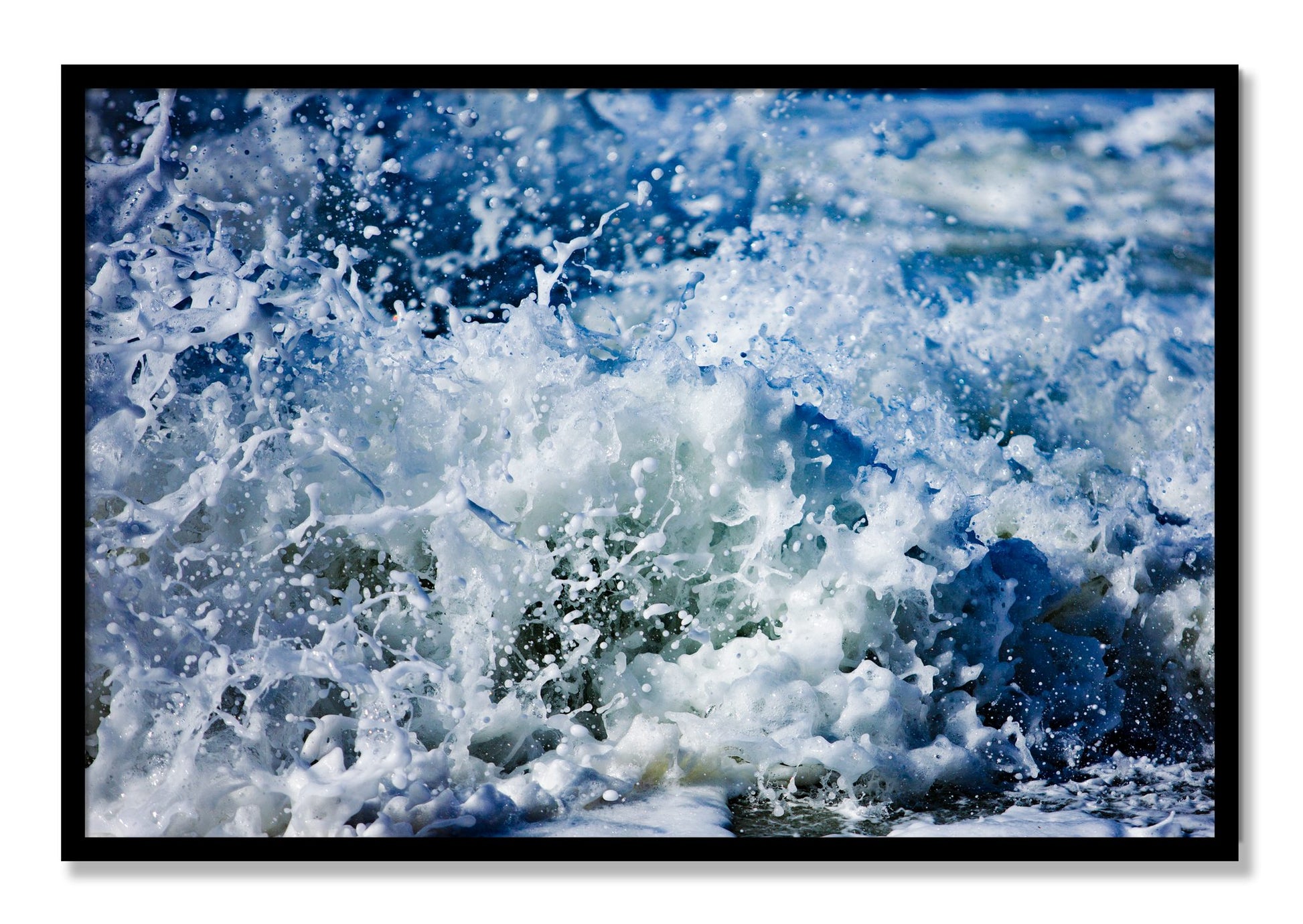 Framed photograph of Salt Splash by Dylan Ozanich, Black frame, Full Bleed